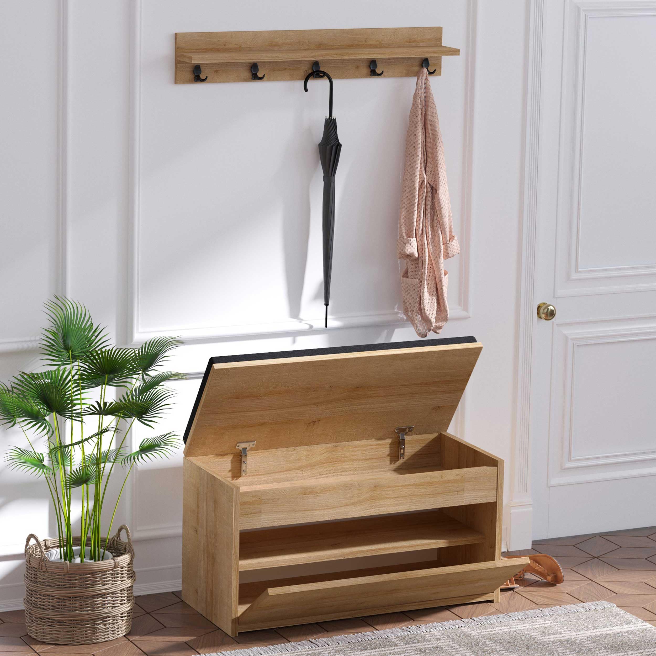 kalune Ensemble Banc Meuble à Chaussures avec étagère Boby