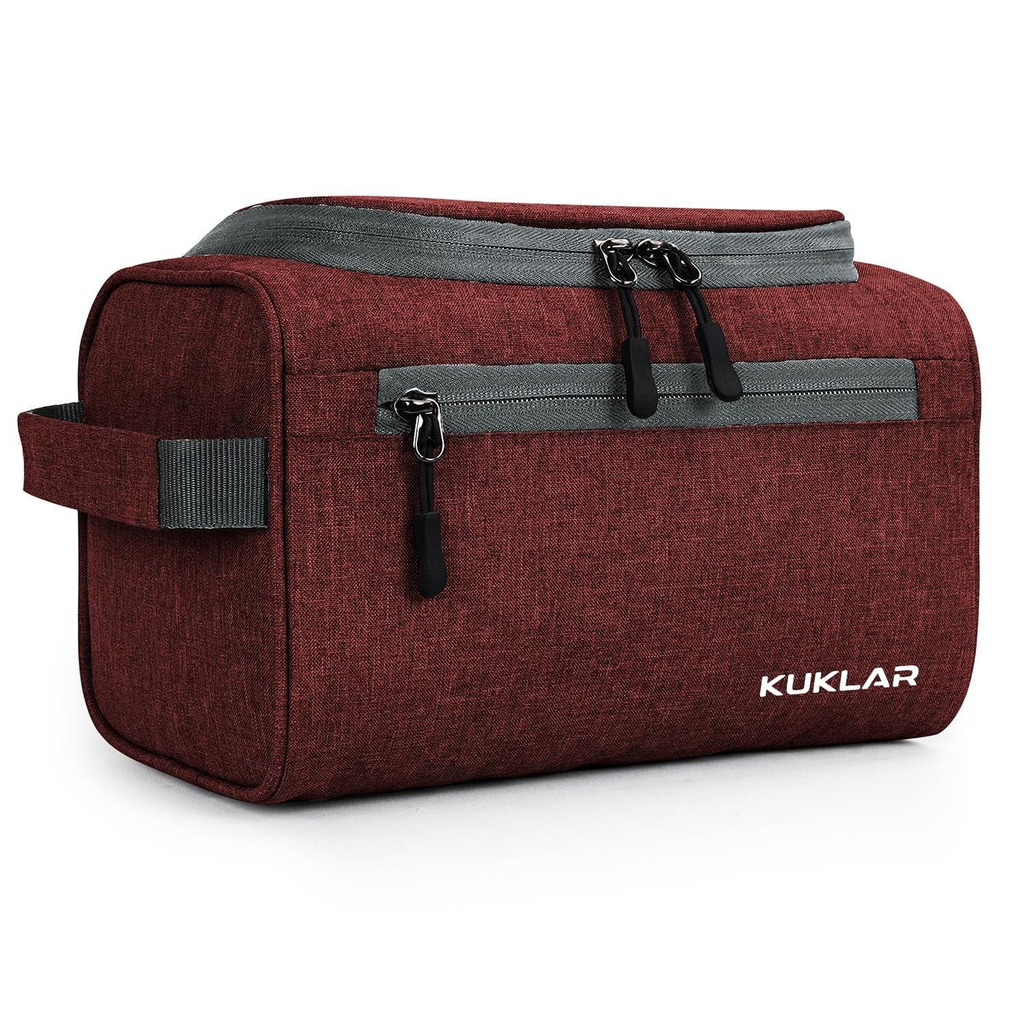 KUKLAR Large Travel Toiletry Bag for Men, Water-Resistant Canvas Dopp Kit with Front Zipper Pocket, Portable Bathroom Hygiene & Grooming Organizer Bag for Vacation & Gym(Maroon)-image-26