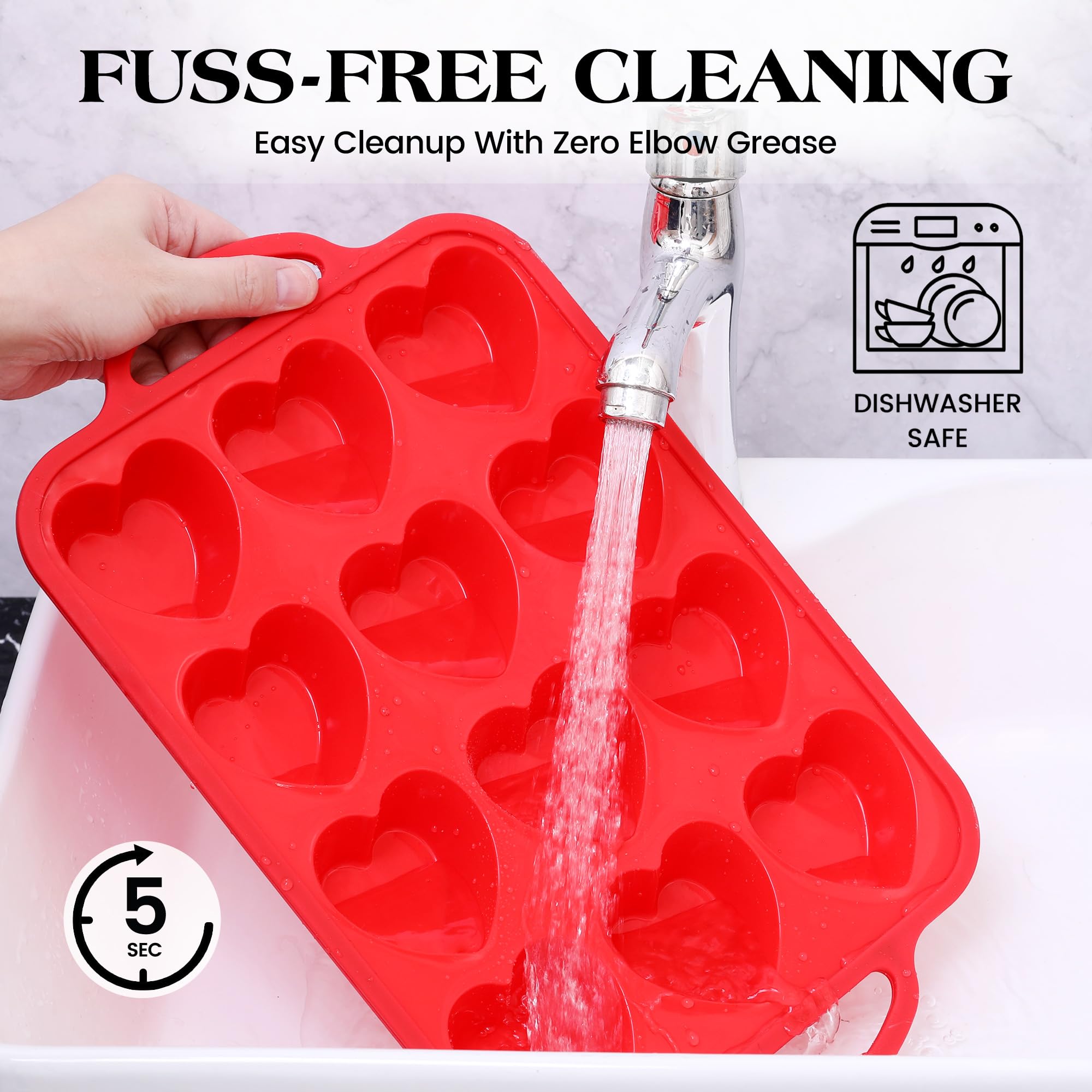 2 moldes para magdalenas en forma de corazón para hornear 12 tazas de silicona con forma de corazón para el día de San Valentín, bandeja antiadherente para cupcakes con marco reforzado de metal