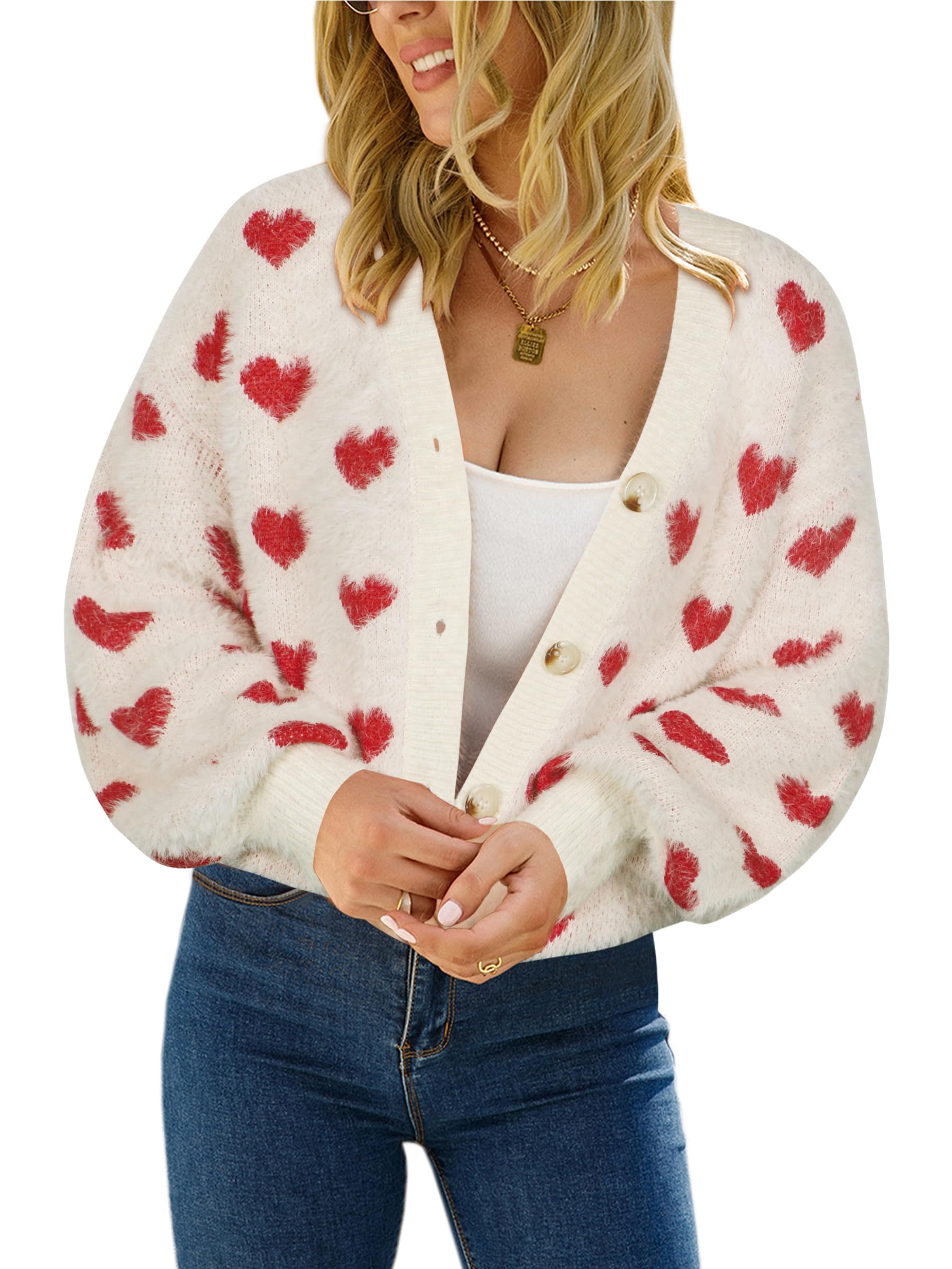 ECOWISH Women Floral Cropped Cardigan Fall Long Sleeve Open Front Fuzzy Daisy Print Knit Sweaters Casual Y2k Outerwear