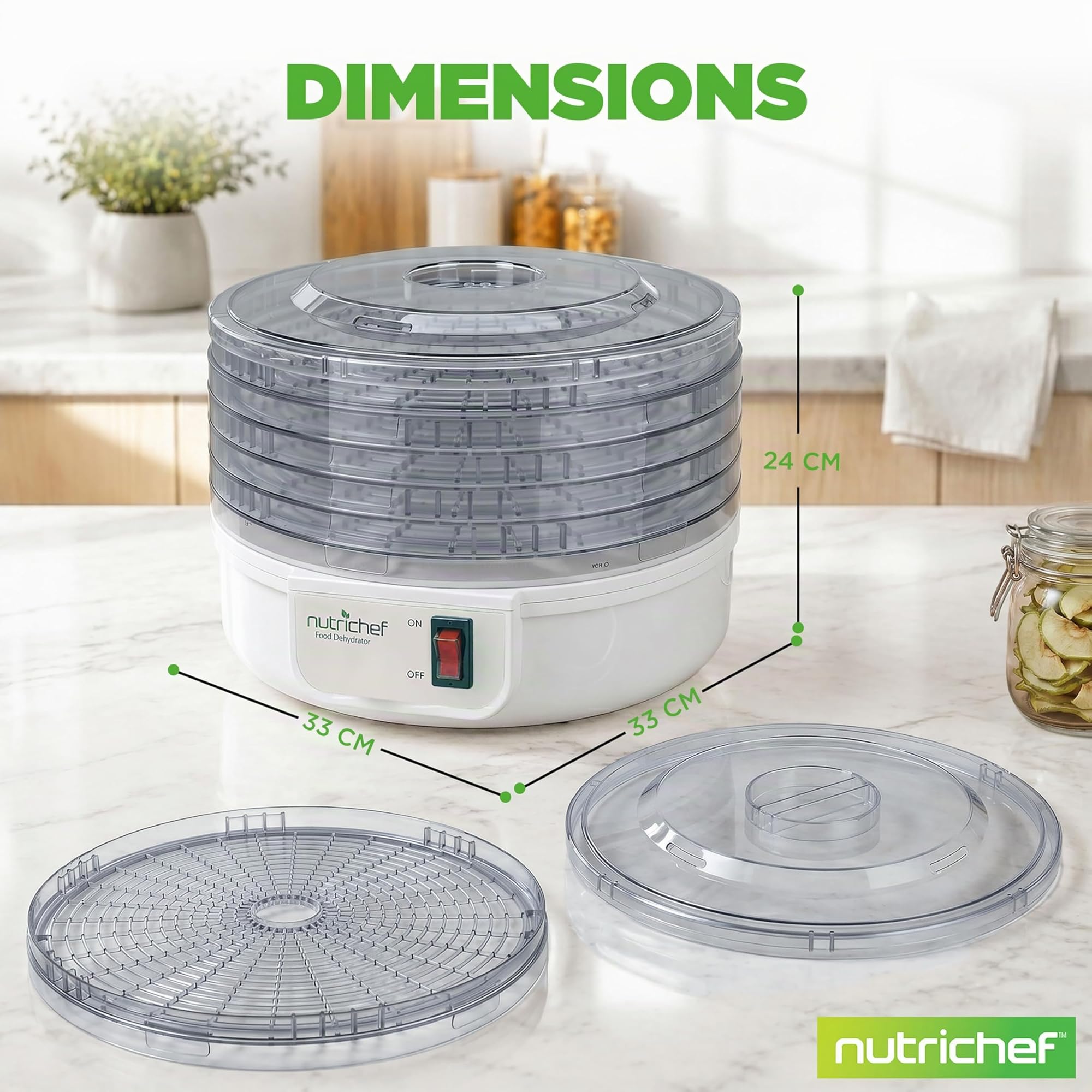 Nutrichef Déshydrateur Alimentaire 5 Niveaux – Séchoir Électrique pour Fruits Légumes et Viande – Température Réglable et Séchage Uniforme pour Snacks Maison et Conservation