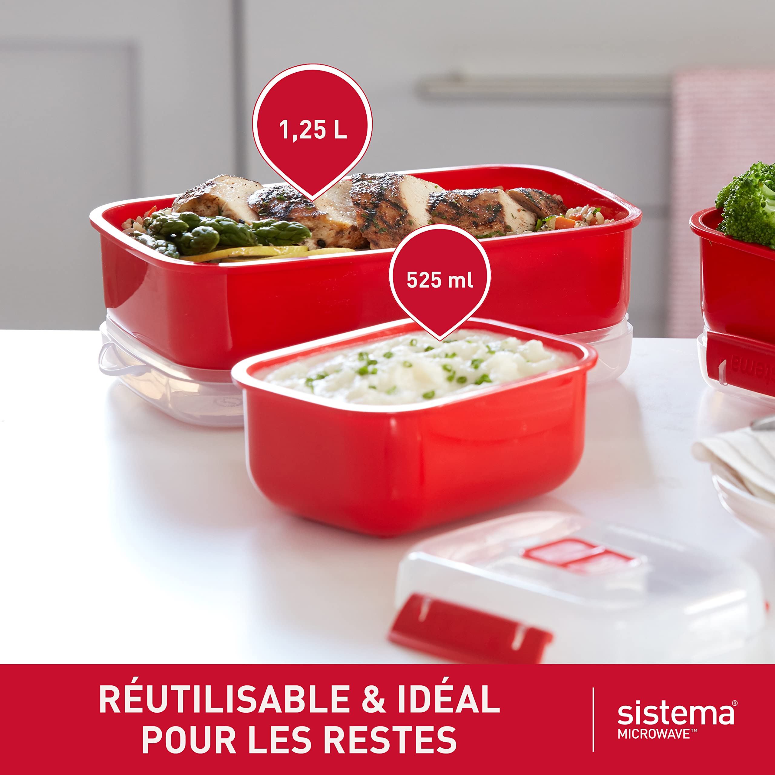 Lot De 3 Boîtes Repas En Verre Heat & Eat – Micro-ondes Et Lave-vaisselle, Sans BPA