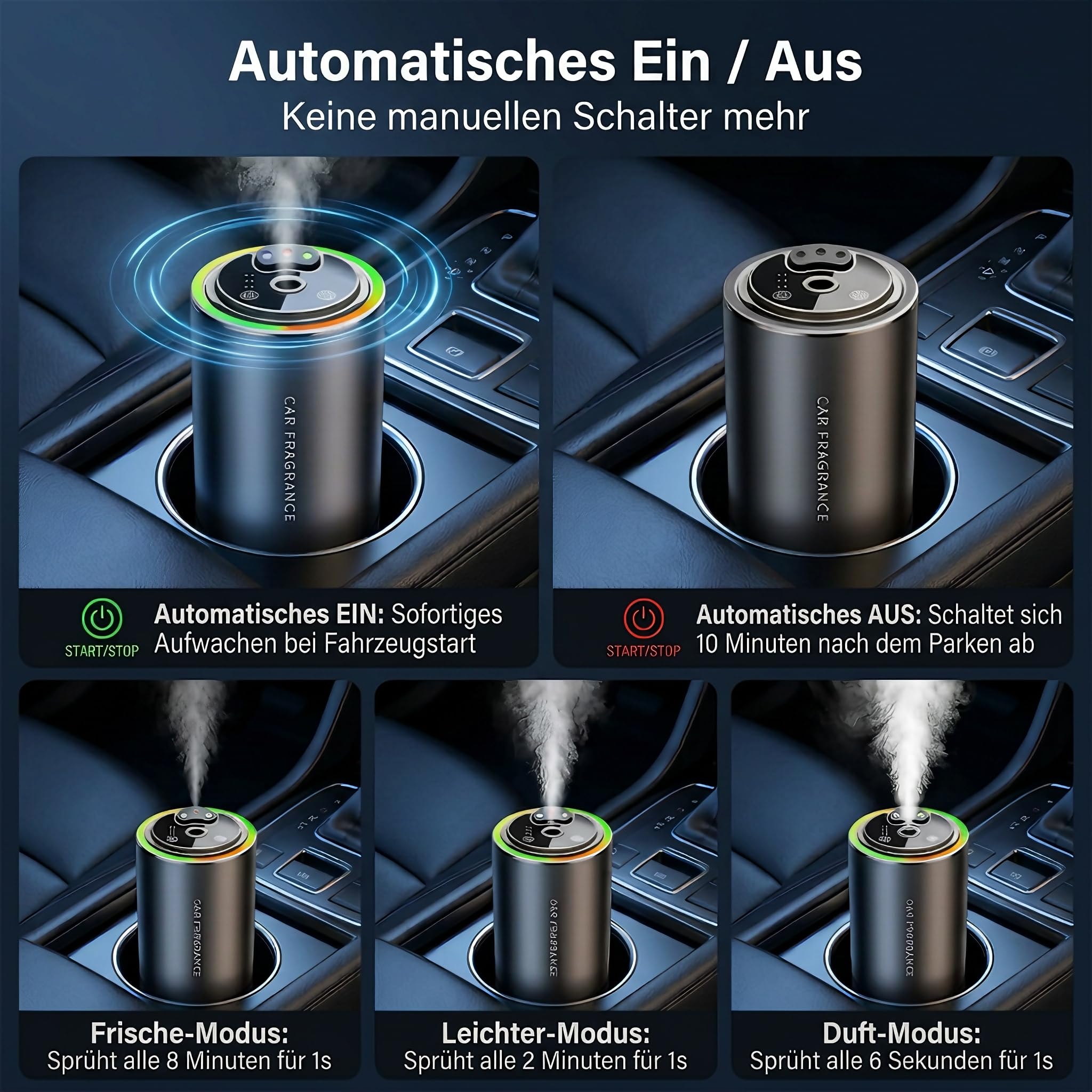 Intelligenter Auto Lufterfrischer Duft Diffuser mit 50ml Parfüm (Ozean)
