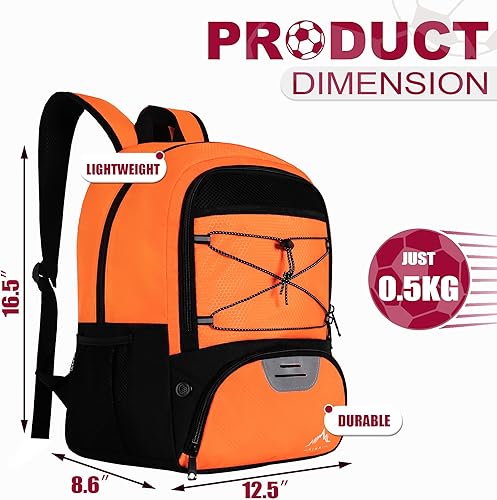 Miniatura 2 de Himal Outdoors Bolsa de fútbol para fútbol, mochila para fútbol, voleibol y balonmano, bolsa deportiva con tacos separados y soporte para pelota