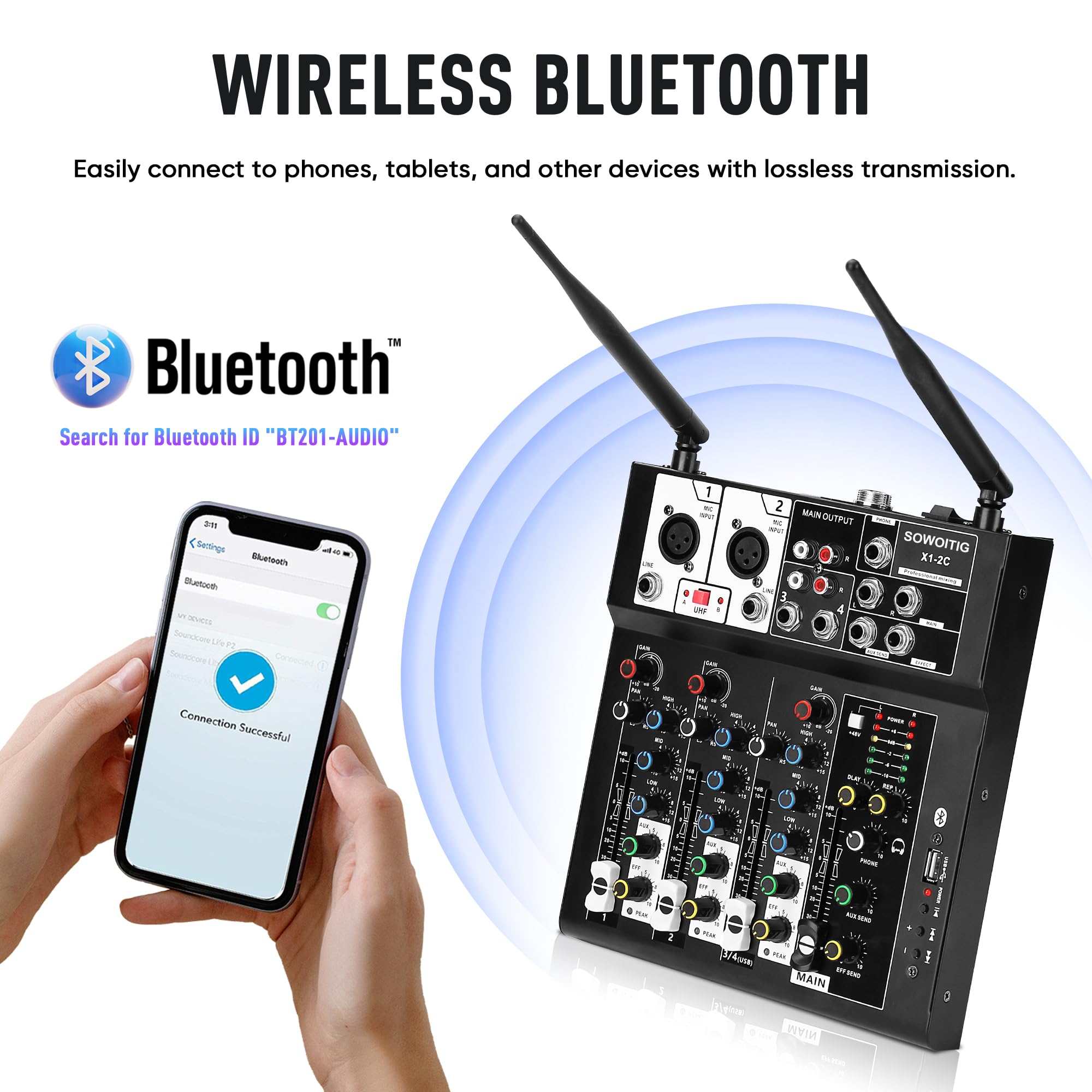 Audio Sound Mixer Board 4 Canali Compatibile Bluetooth Professionale Portatile DJ Digitale Console di Mixing con Microfono Senza Fili Schede di Mixing Per Studio Recording