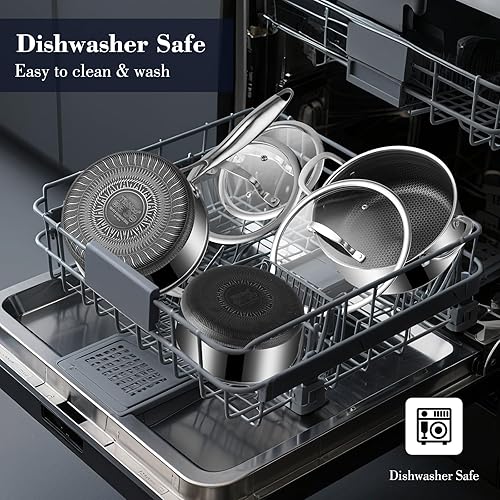 Miniatura 8 de Juego de ollas y sartenes antiadherentes de 8 piezas, 1.5 cuartos de galón, cacerola de 2 cuartos de galón y olla de 5.2 cuartos de galón con tapa