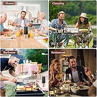 Vista 7 de Molinillo de sal y pimienta eléctrico por gravedad, molinillo de pimienta automático, recargable por USB, grosor ajustable, operación con una sola