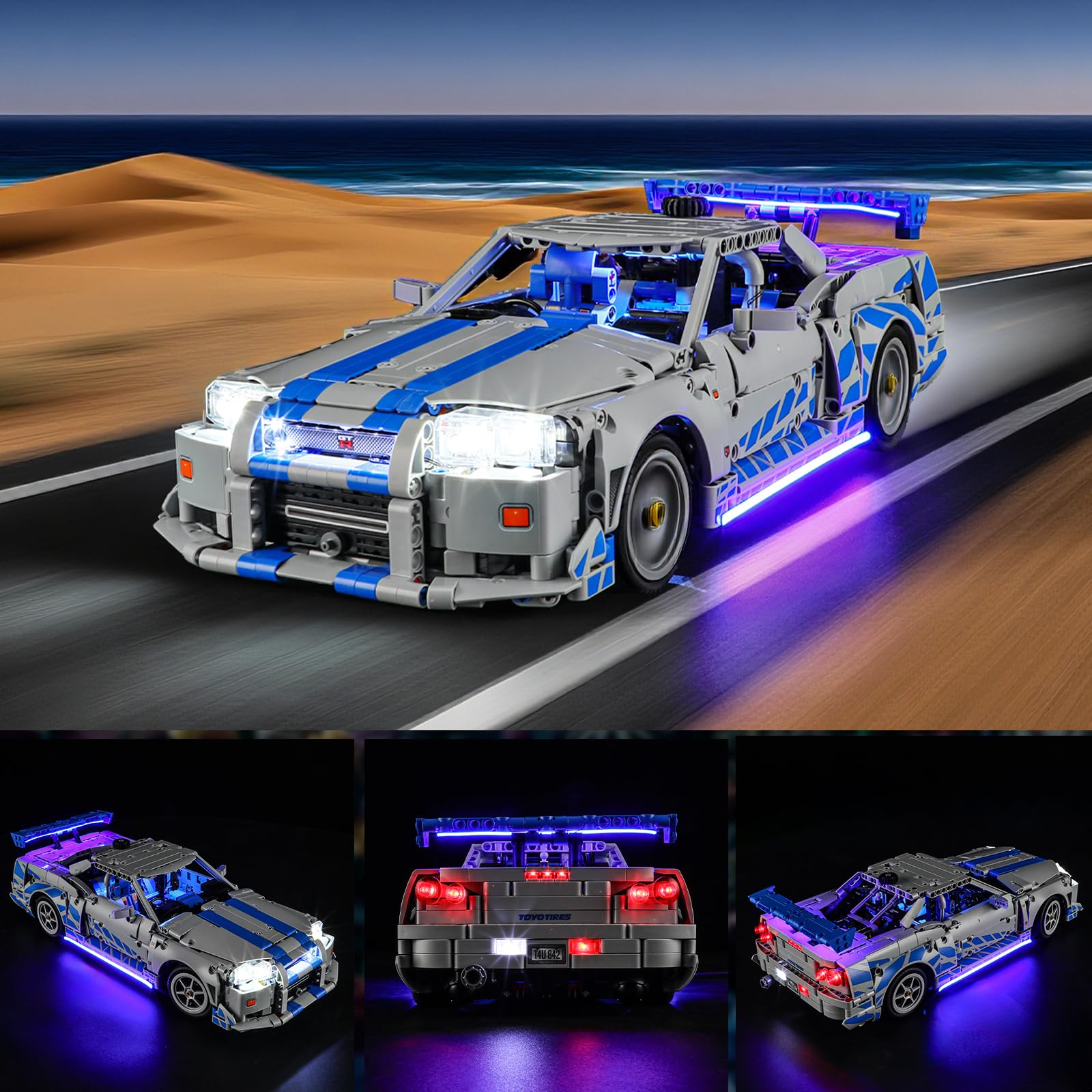 YEABRICKS LED Lumière pour Lego-42210 Technic Voiture Nissan Skyline GT-R (R34) 2 Fast 2 Furious Modèle de Blocs de Construction (Ensemble Lego Non Inclus)