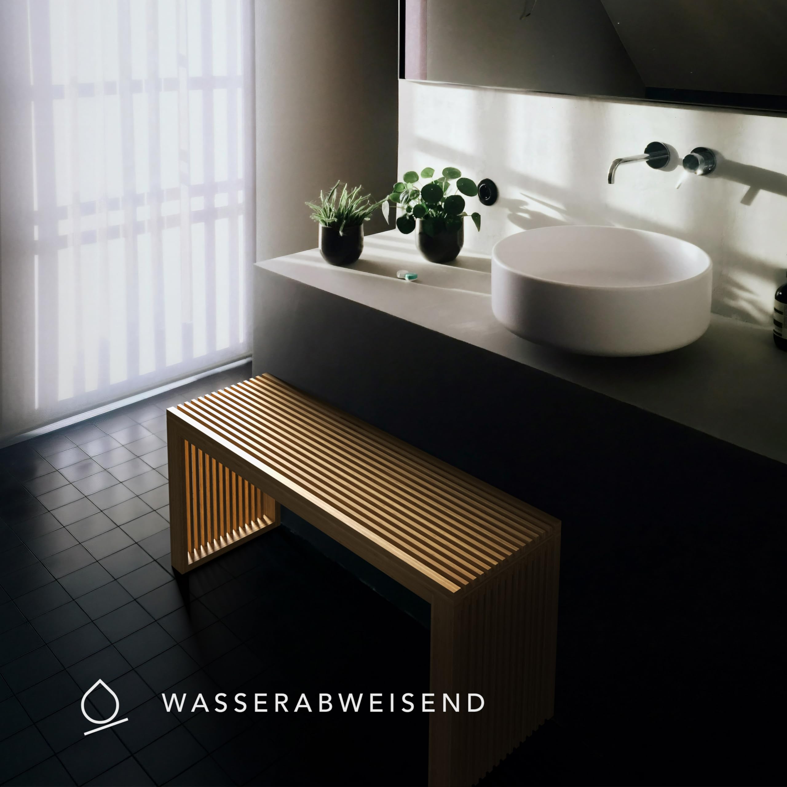 NewHabitat Sitzbank aus Bambus – Stilvolle Sitzbank für Flur, Esszimmer, Schlafzimmer & Badezimmer – Hochwertige Garderobenbank Holz (90x43x33cm)