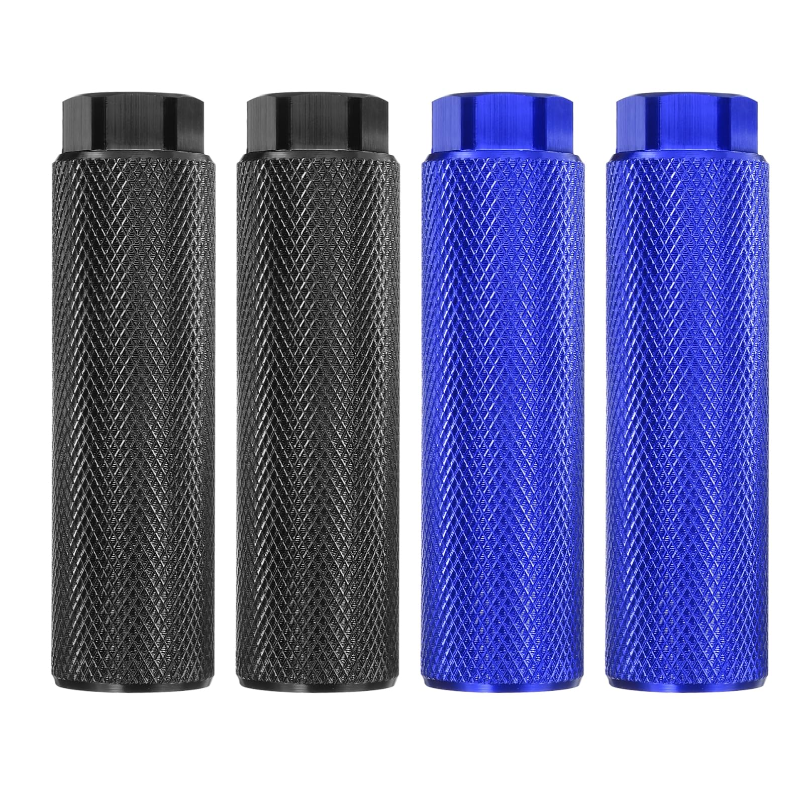 sourcing map 2 Pairs Bike Pegs Aluminum Alloy Rear Stunt Pegs Anti-Skid Back Seat Stands Fit 3/8" Axles for Mountain Bike, Black & Blue
