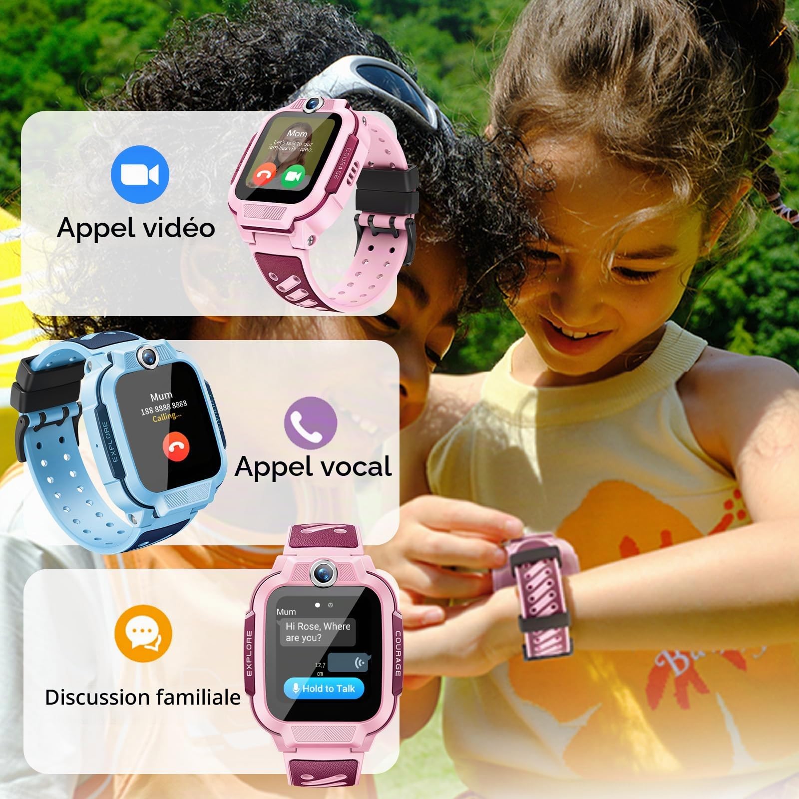 imoo Z3 Montre Connectée Enfant avec Carte SIM et GPS,4G Appel Vidéo Bleu | Montre Téléphone avec SIM,SMS,Mode campus sans jeux,IP68 étanche,chat familial,Blocage Appels Inconnus,Podomètre,SOS,Caméra