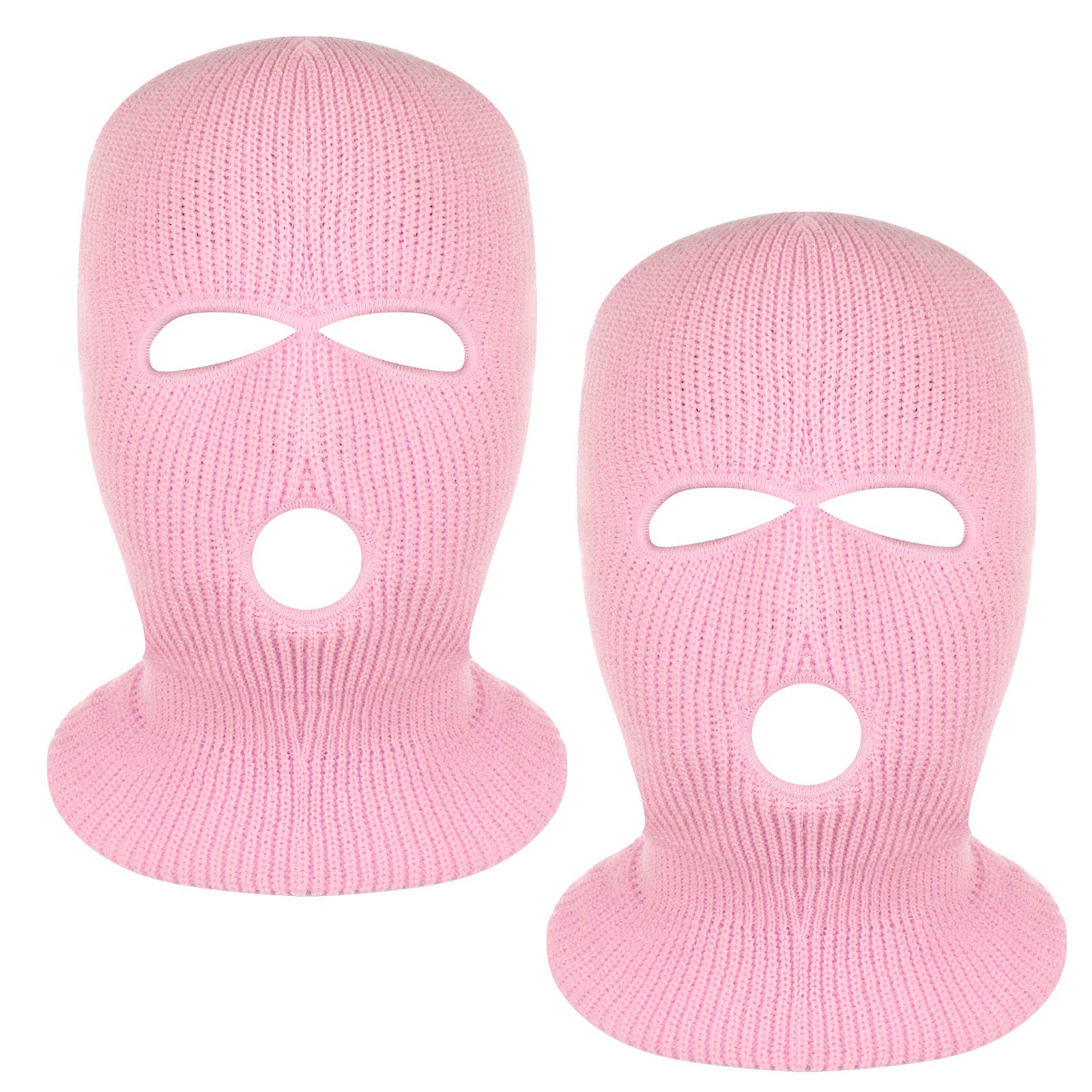 2 Pieces 3-Hole Full Face Mask Cover Ski Mask Winter Balaclava Cap Knitted Face Cover for Winter Outdoor