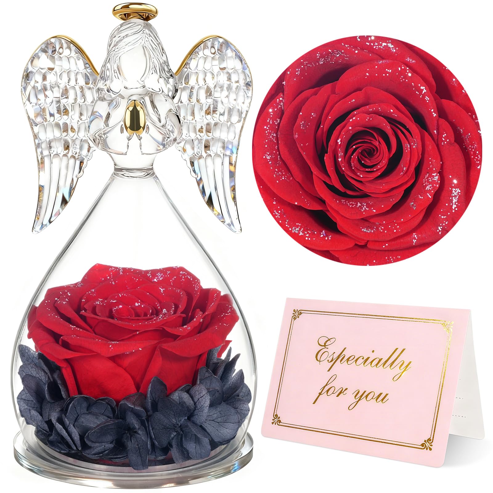 Yamonic Rosa Eterna Regalo Dia de la Madre, Regalo Originale para Mujer,Rosa Preservada con Figura Ángel Regalos para Mamá,Regalos Cumpleaños Mujer Abuela, Flore Eterna Dia de la Madre — view 16