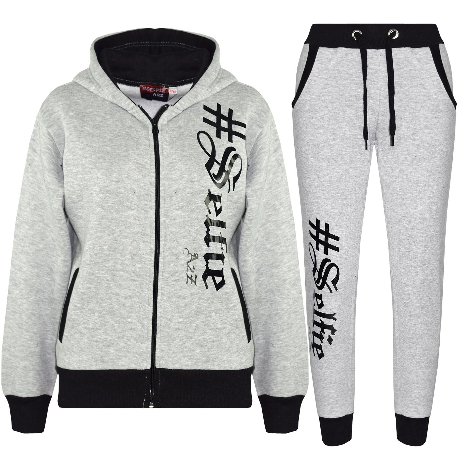 A2z 4 Kids Grey #Selfie Tracksuit Hoodie With Jogger Sweatpants Sports Casual - T.s Selfie 002 13