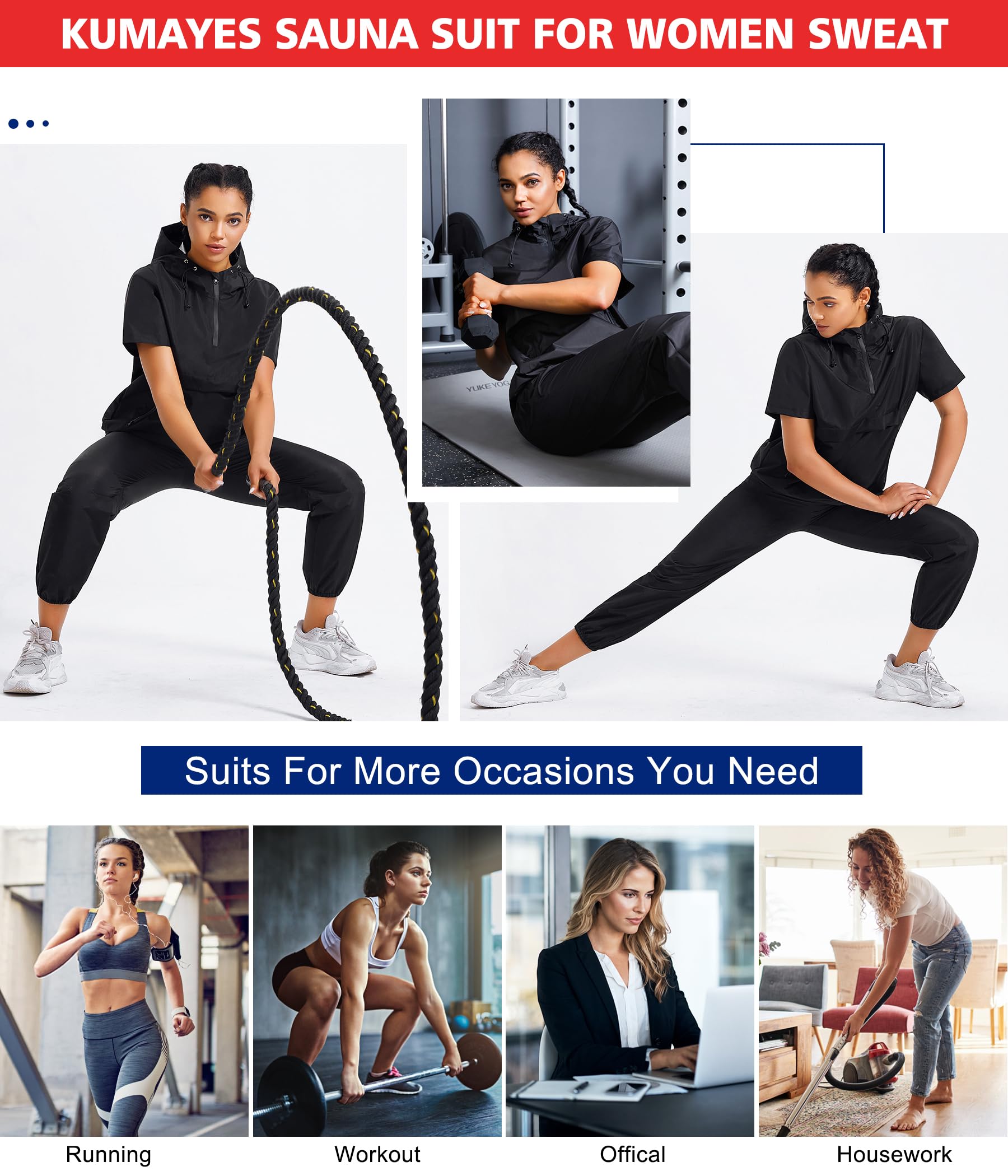 KUMAYES Combinaison Sauna Femme - Vêtement Sudation Intégral Shapewear Sport Perte De Poids