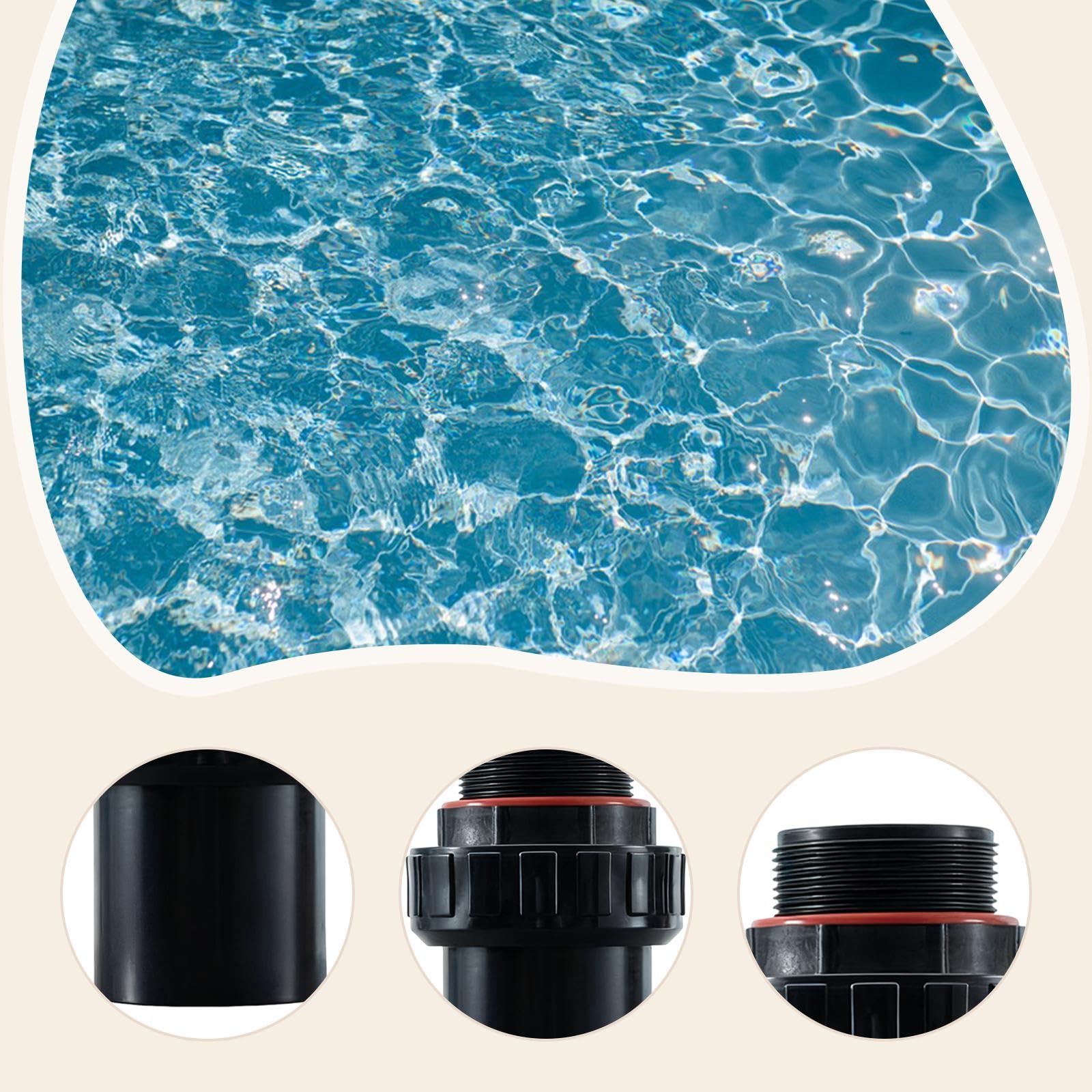 MagiDeal Connecteur de Pompe de Filtre à Sable de Piscine, connecteur de Tube Droit fileté pour réservoir de Sable d'entretien, pièces de plomberie pour, Black 1.5 Pouces