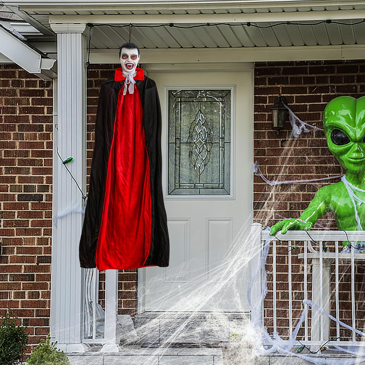 Decorazioni fantasma di Halloween, fantasmi animati da appendere, vampiro zombie con attivazione del suono e occhi rossi che si illuminano, puntello di Halloween per albero di Halloween, decorazione