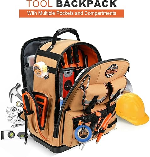 Miniatura 9 de Mochila Bolsa de herramientas - LOKASS Mochila de herramientas de alta resistencia, mochila de herramientas HVAC resistente al agua, caja de