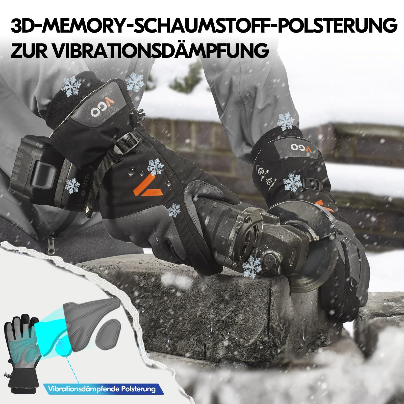 Vgo...-20 °C Herren wasserdichte isolierte Leder-Winterhandsc(CA7759FW,L)