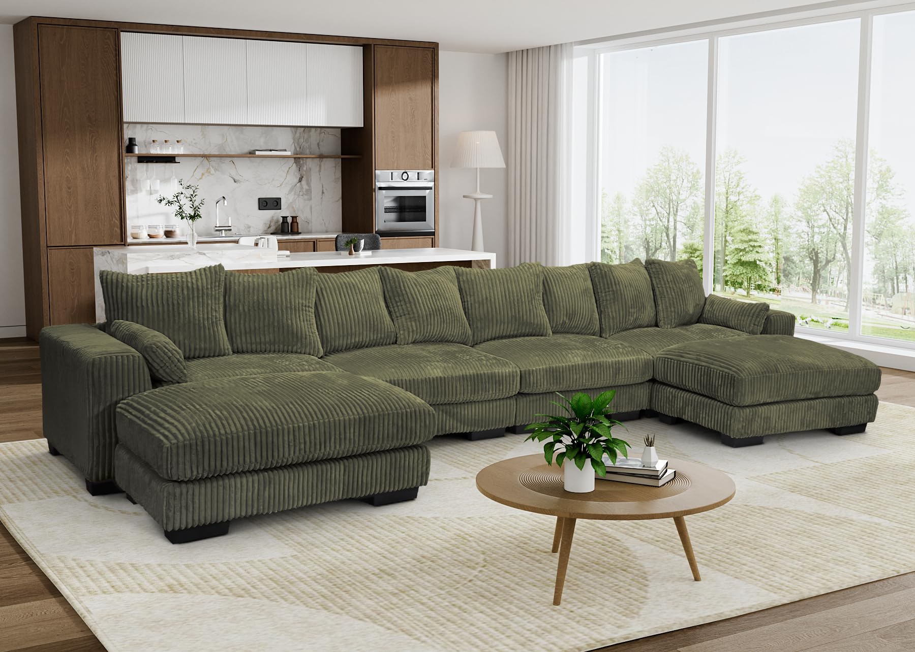 Legend Vansen Modular Sectional Couch, Upholstered Corduroy Sofa with Deep Seat and Widened Armrests,Comfy Sectional Couches for Living Room,Bedroom (