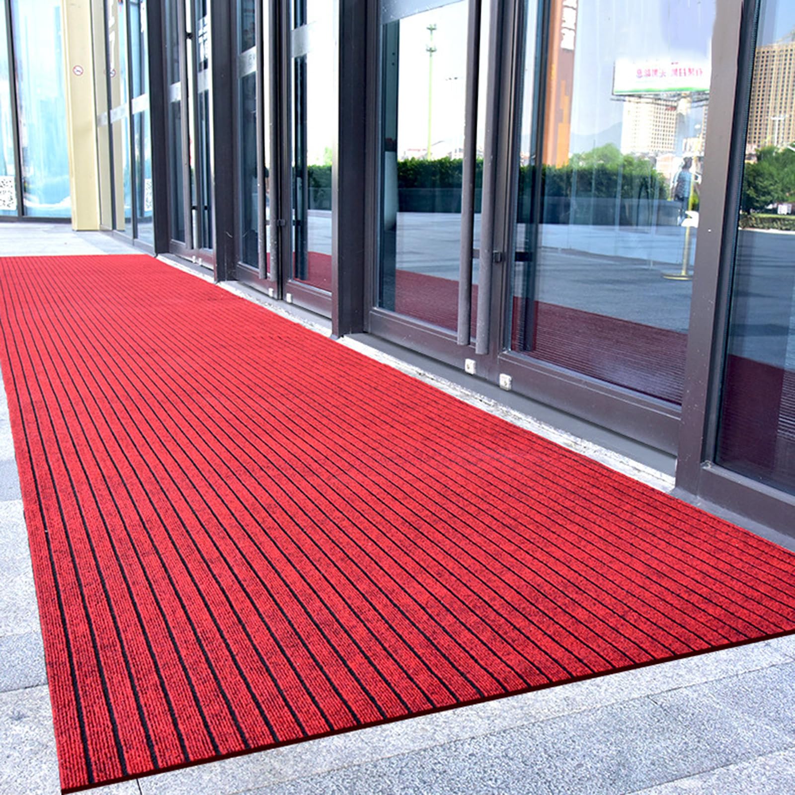 Tappetino Antiscivolo Zerbino Tagliabile per Scale Tappeto Ingresso Esterno Tappeto Asciugapassi Ingresso Interno Facile da Pulire Red,90x240cm