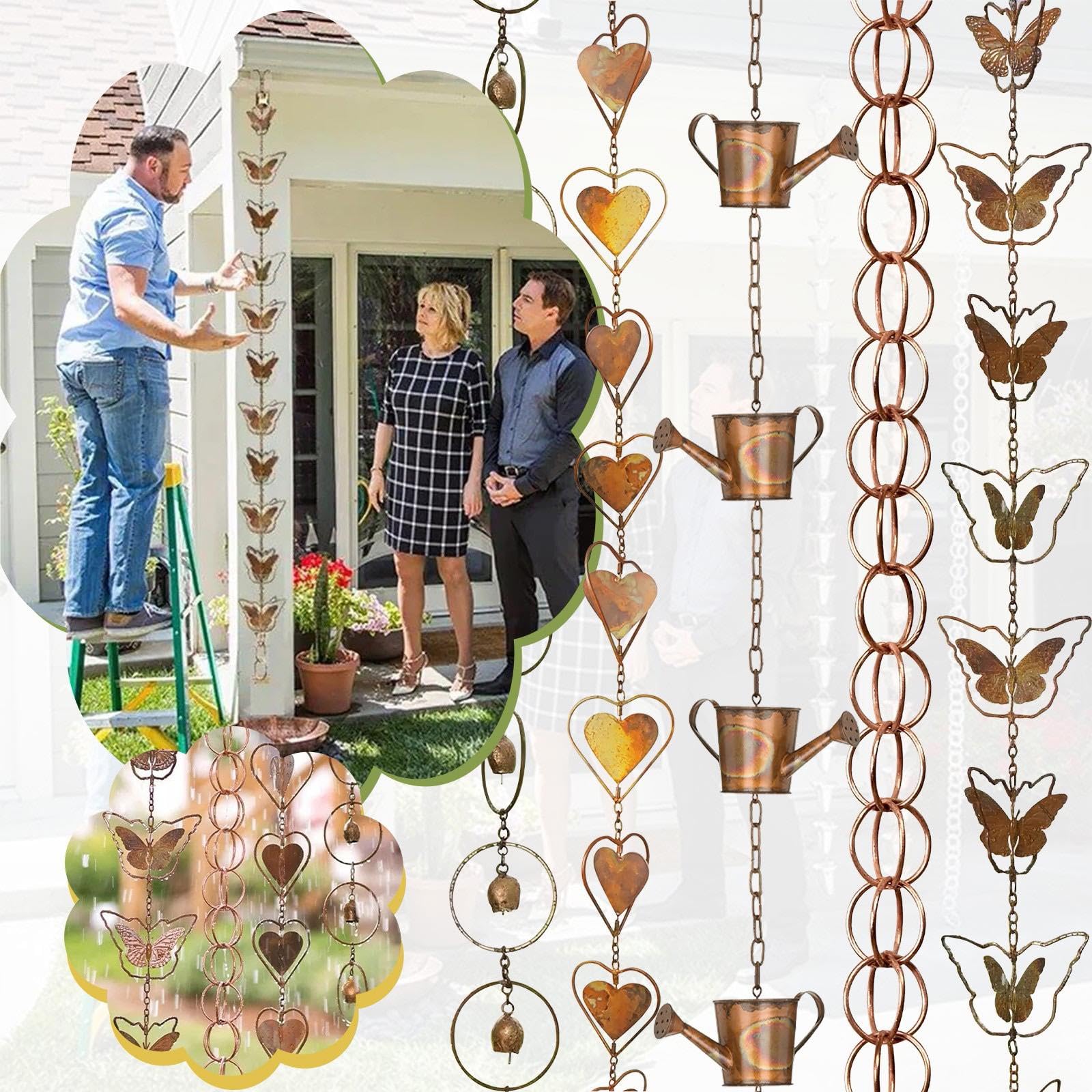 CLUB BOLLYWOOD® Rain Chains Replace Metal Rainwater Catcher Chain for Awnings Backyard Sheds Rings | Garden D?©cor | Other Garden D?©cor | Other Garden D?©cor | 1 Rain Chain