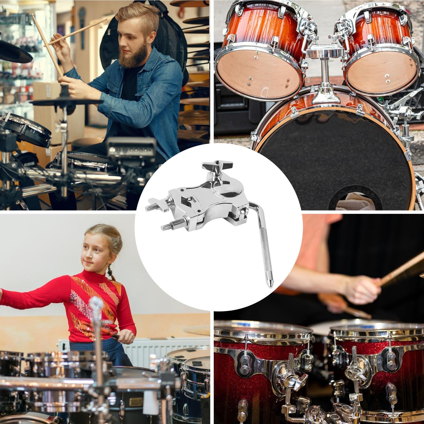 Accesorios de soporte de batería para Bateria – Soporte Tom de aleación de zinc – Estante de tambor, accesorio multifunción para instrumentos, mango giratorio de 360 grados