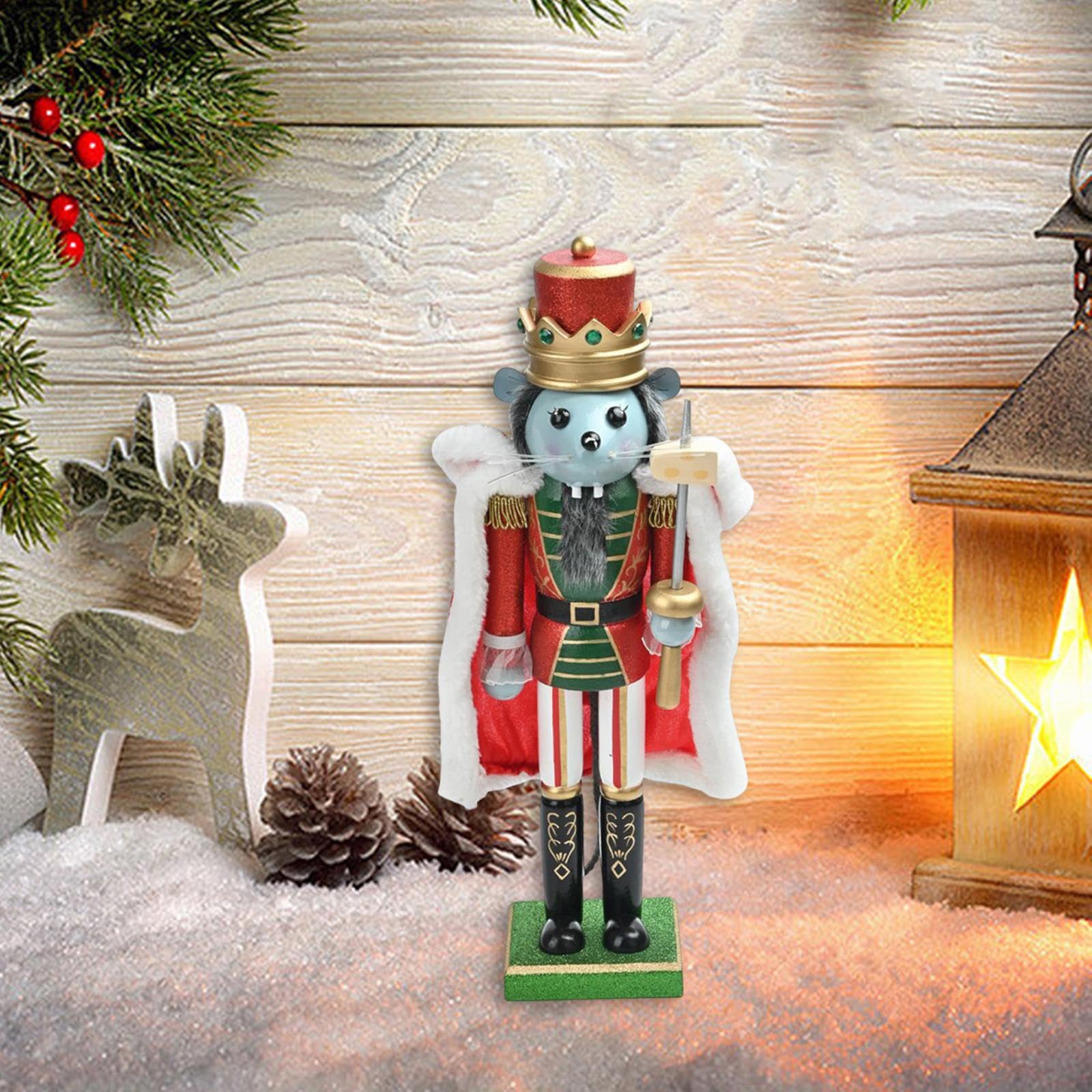 Milageto Weihnachtsdekoration „Mäusekönig“ – Nussknacker, 38,1 cm hoch, Tischdekoration, Figur, Weihnachtsdeko für Festivalregal