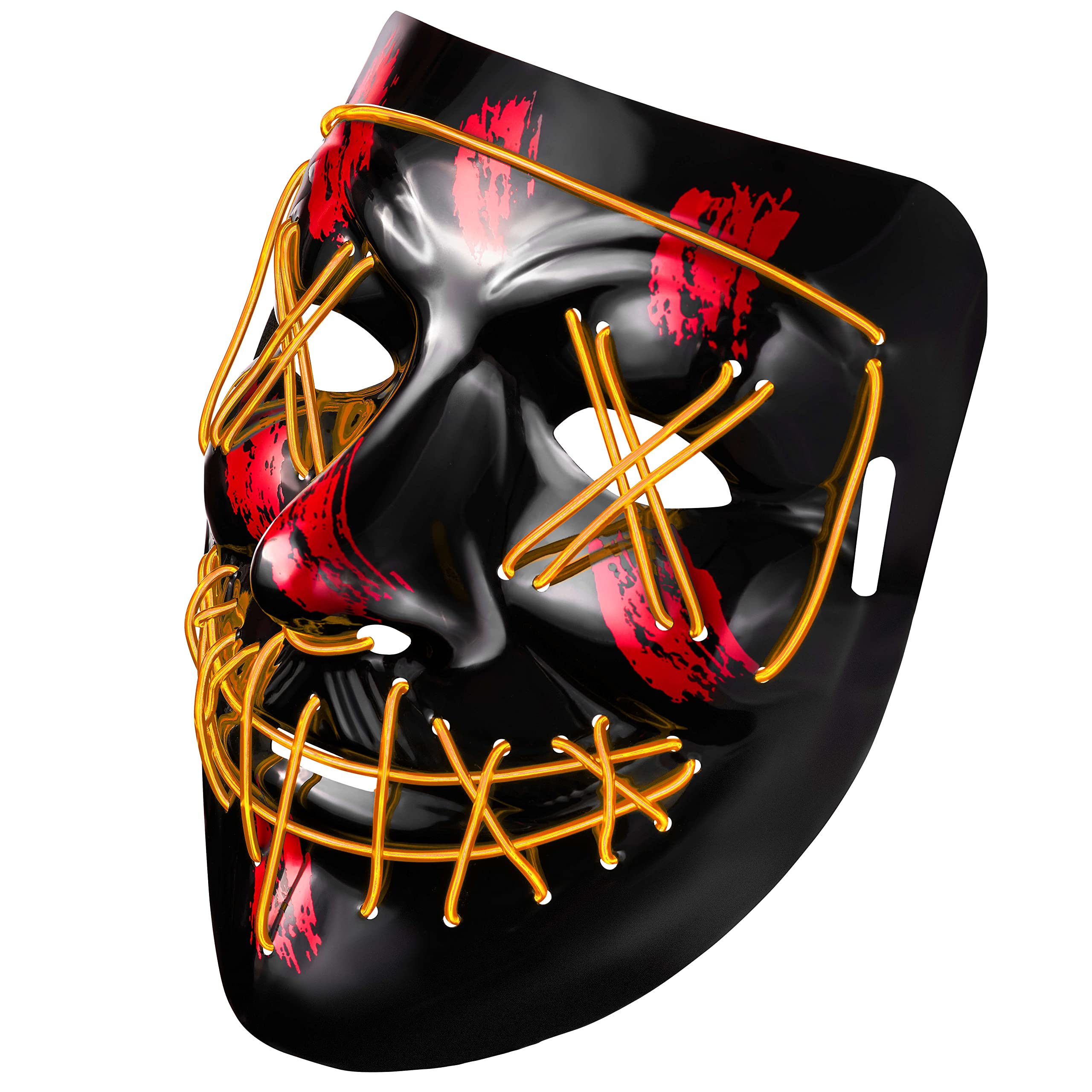 Balinco LED mask with 3 light modes - perfect for techno DJ, Neon Orange - Image 4
