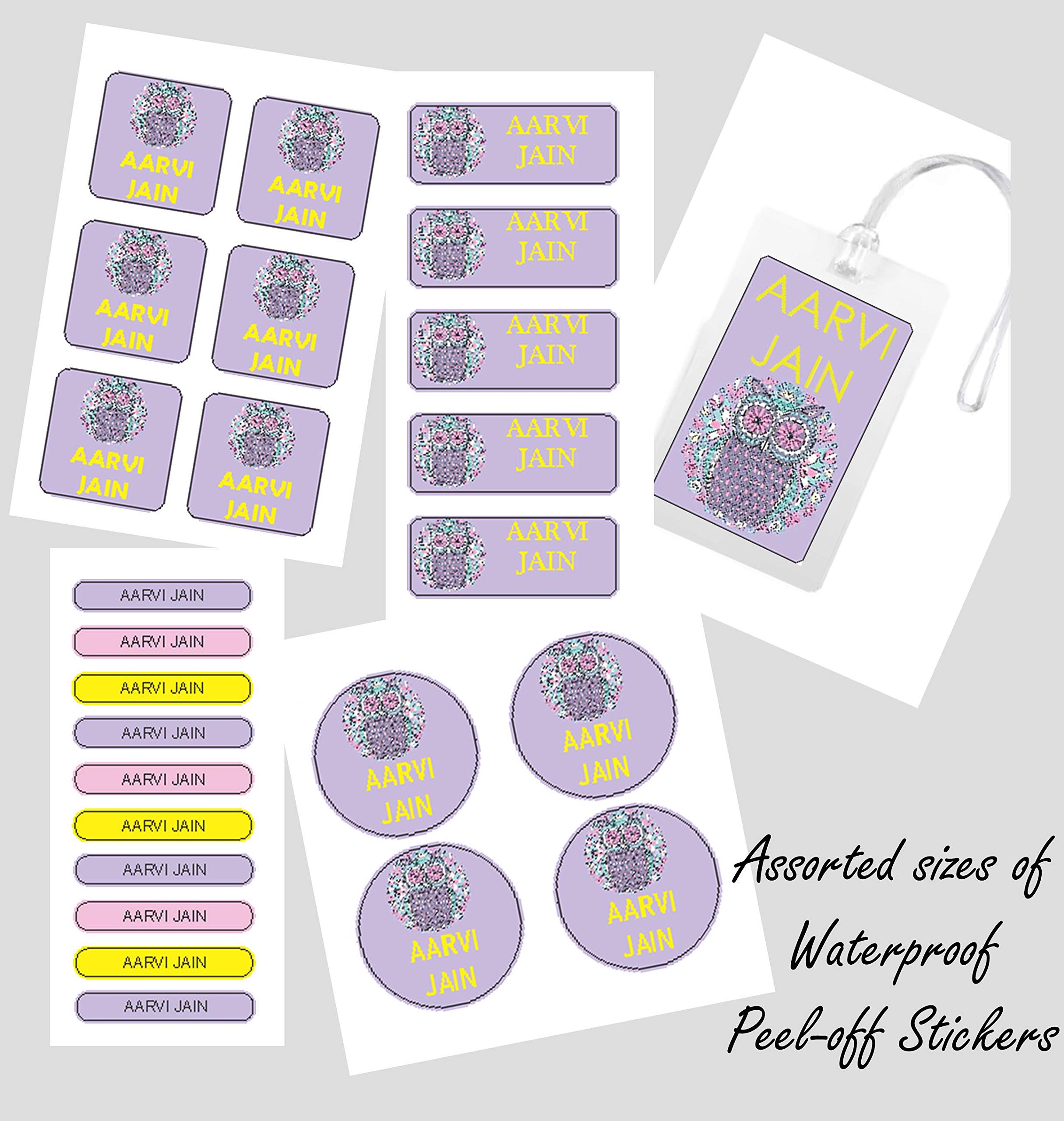 Chatterbox Latest Personalised Waterproof Stickers & Labels (Owl Design Blue)?