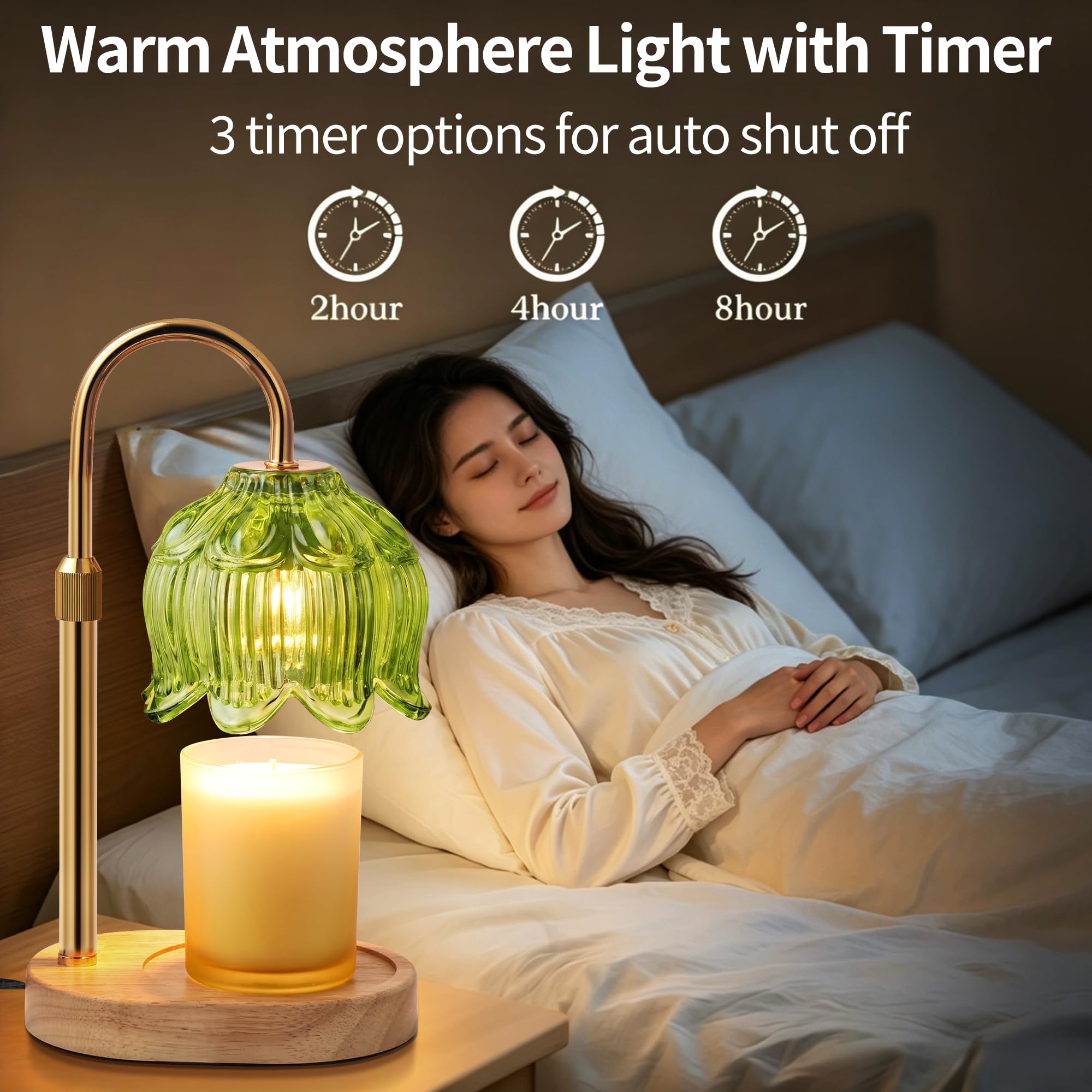Lampada scalda candela con timer, altezza regolabile, adatta a tutte le candele profumate in barattolo, regali di Natale per mamme e donne, lampada a candela