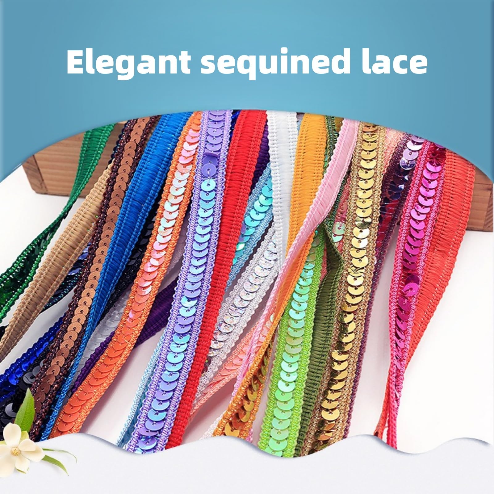 20 Farben 25m Elastisches glänzendes Paillettenband 1.2CM dick pailletten zum aufnähen geschenkband für DIY Nähen Kostüme Hochzeit weihnachten (Schwarz)