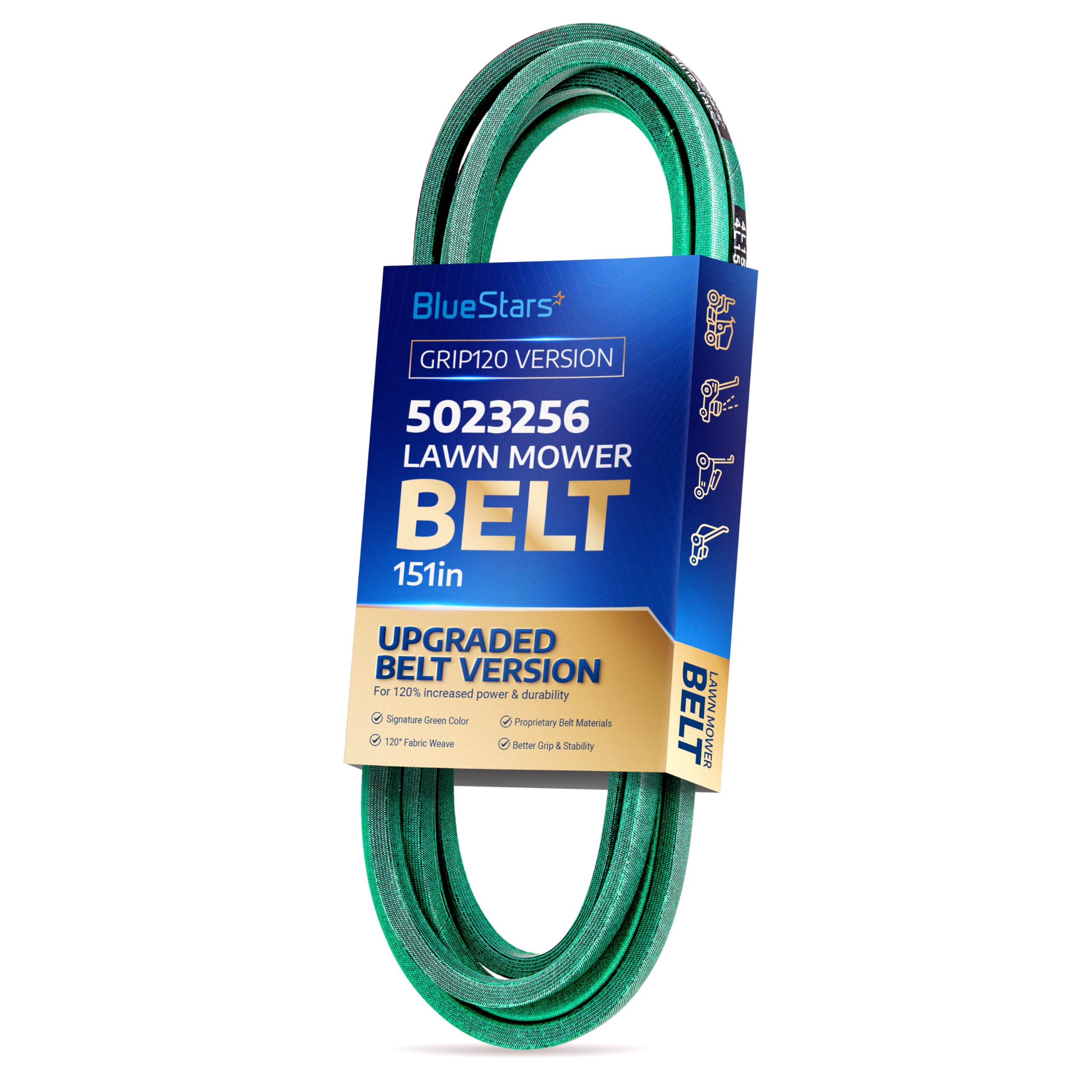 Photo 1 of [Upgraded Grip120] BlueStars 5023256 Deck Belt for Snapper 355Z 360Z 400Z, Simplicity ZT2050 ZT3000 Champion, Ferris Mowers, Blade Drive Belt Replaces John Deere M152398 5023256SM - 1/2" x 151"
