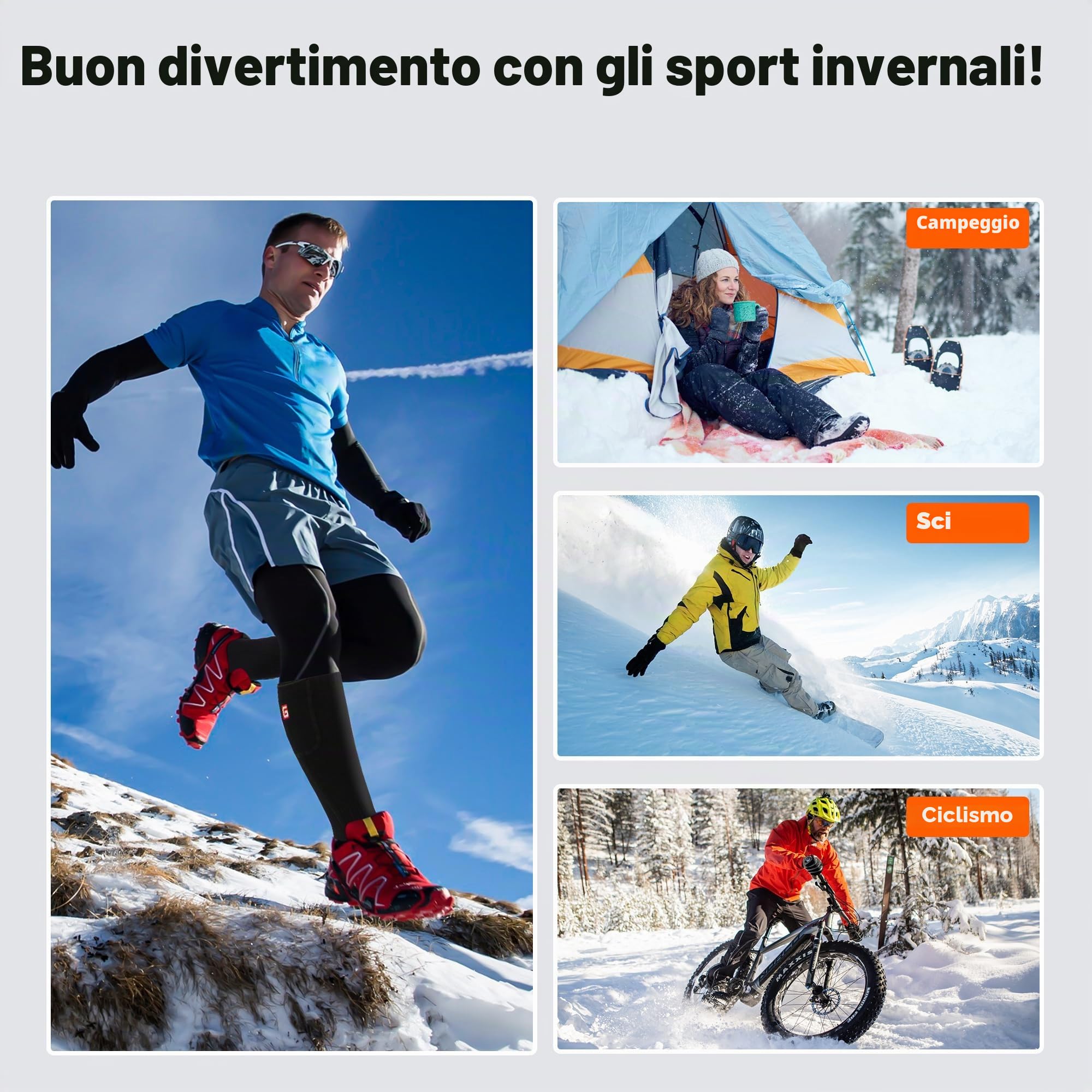 Svpro Calzini riscaldabili per uomo e donna, ricaricabili, lavabili e riscaldati elettrici, 10 ore, scalda piedi termici per la caccia invernale, sci, escursionismo, campeggio, ciclismo