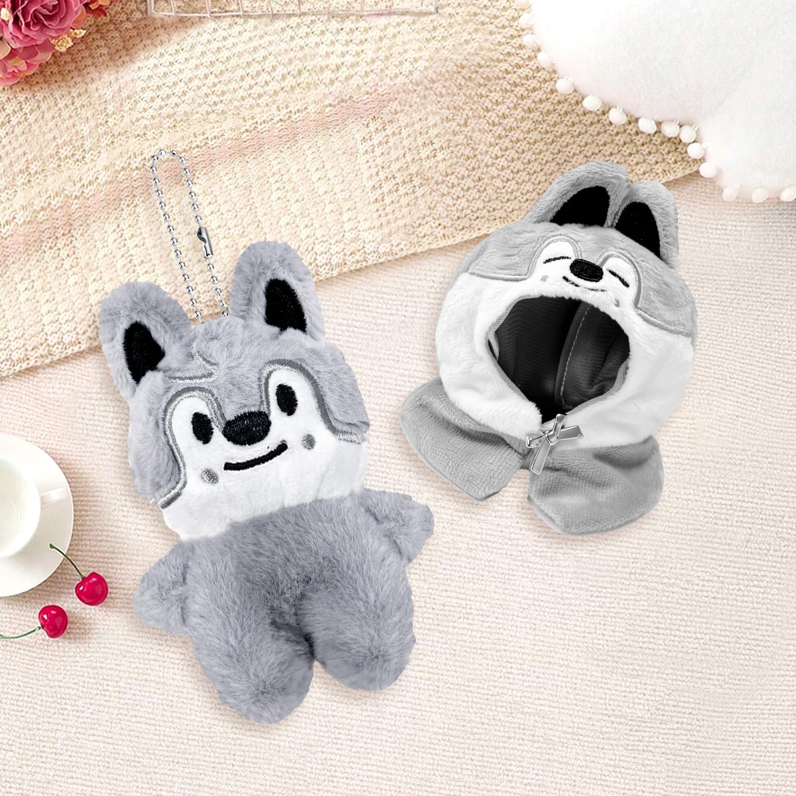 NlsqUK Skzoo Keychain,13 CM Cute Stray Keychain Plush, Soft Animal Figures Skzoo Wolfchan Stuffed Toy for Boys Girls & Doll Lovers - Image 3
