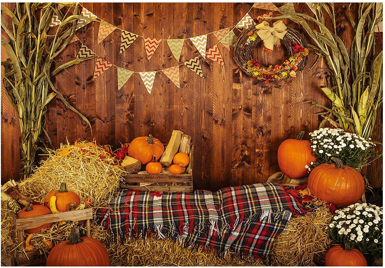 YYNXSY 10X8FT Thanksgiving Autumn Background Autumn Pumpkins to The Countryside Photography Background Harvest Harvest Harvest Background Party Supplies Cake Table Decoration Banner Portrait YY-2501