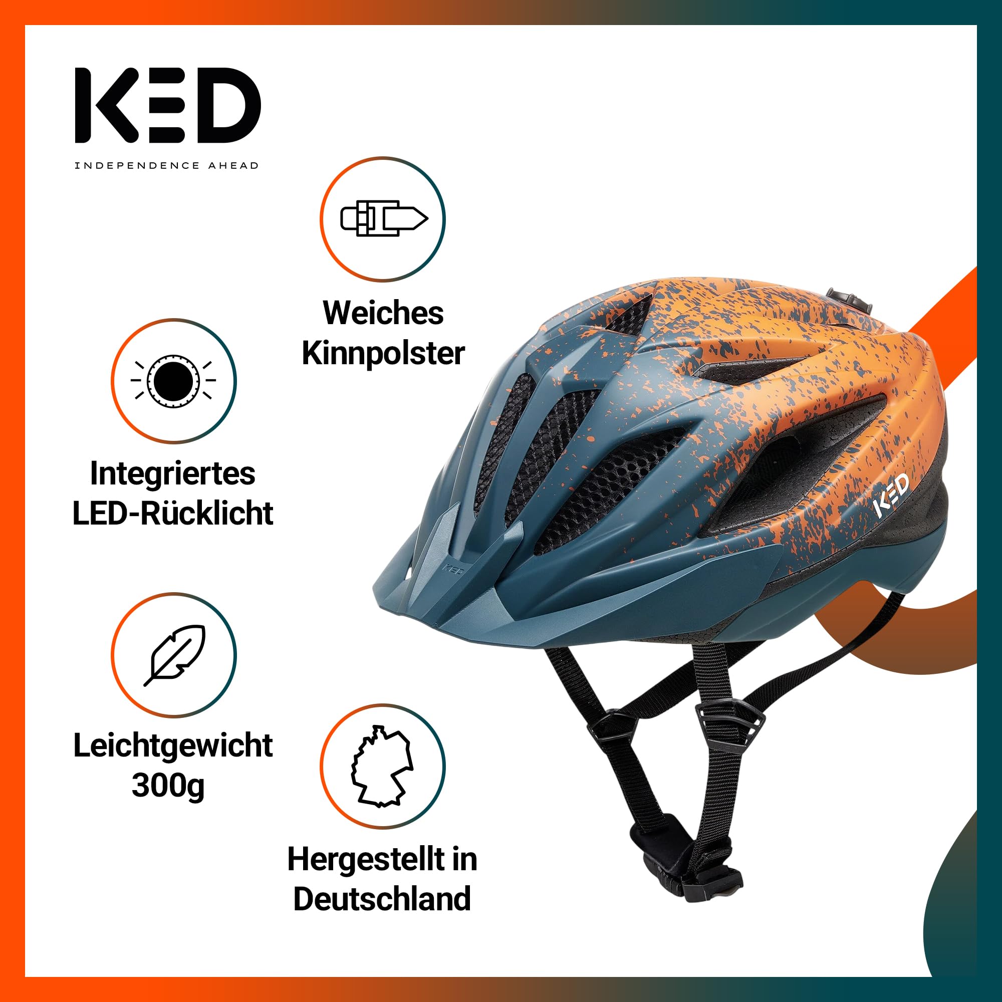 Street Jr Pro Kinder- und Jugend-Fahrradhelm mit LED Rücklicht, 300g, Made in Germany, Maxshell-Technologie, K-FIT Anpassung