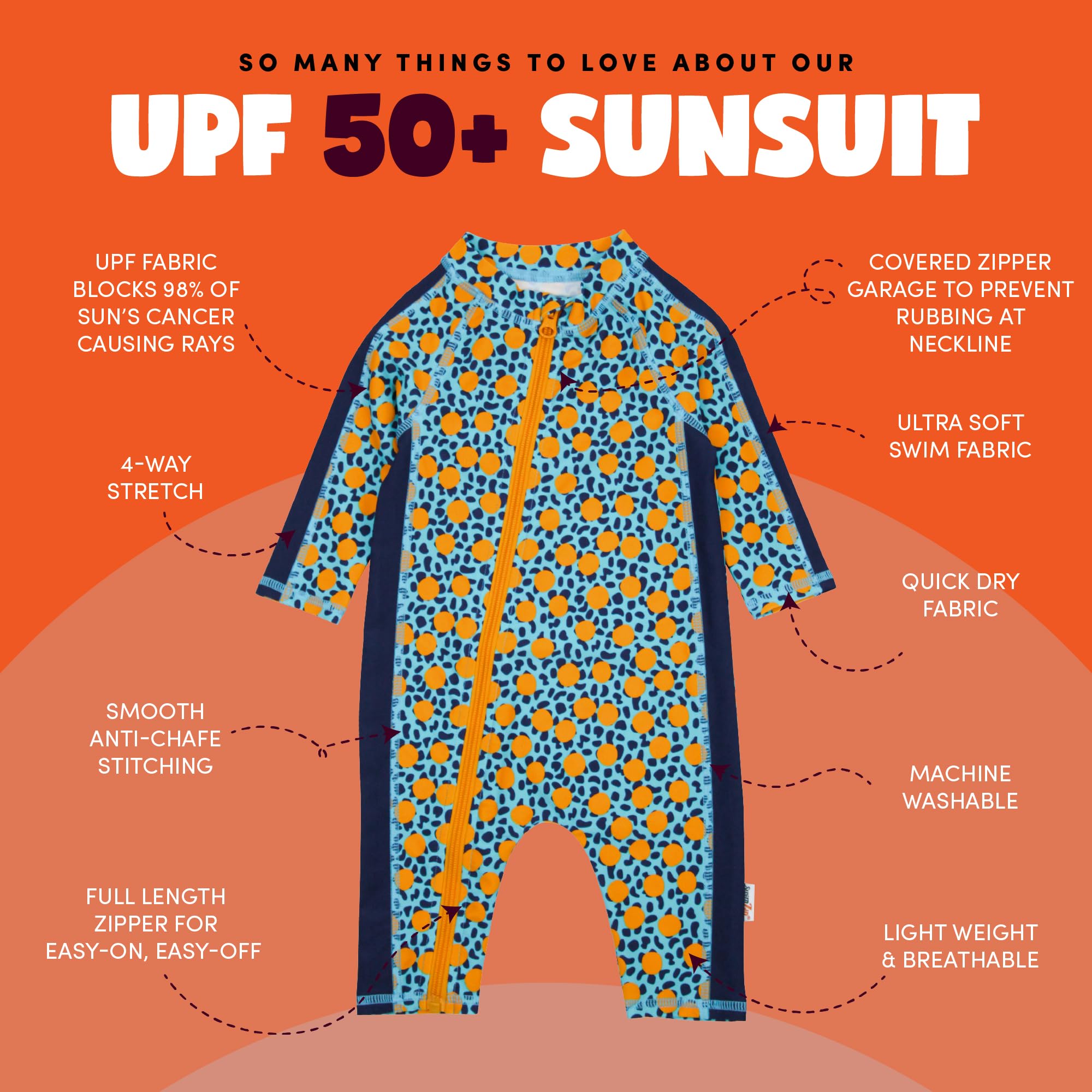 SwimZip Boys' Long-Sleeve UPF 50+ Swimsuit for Baby, Toddler, & Little Boys