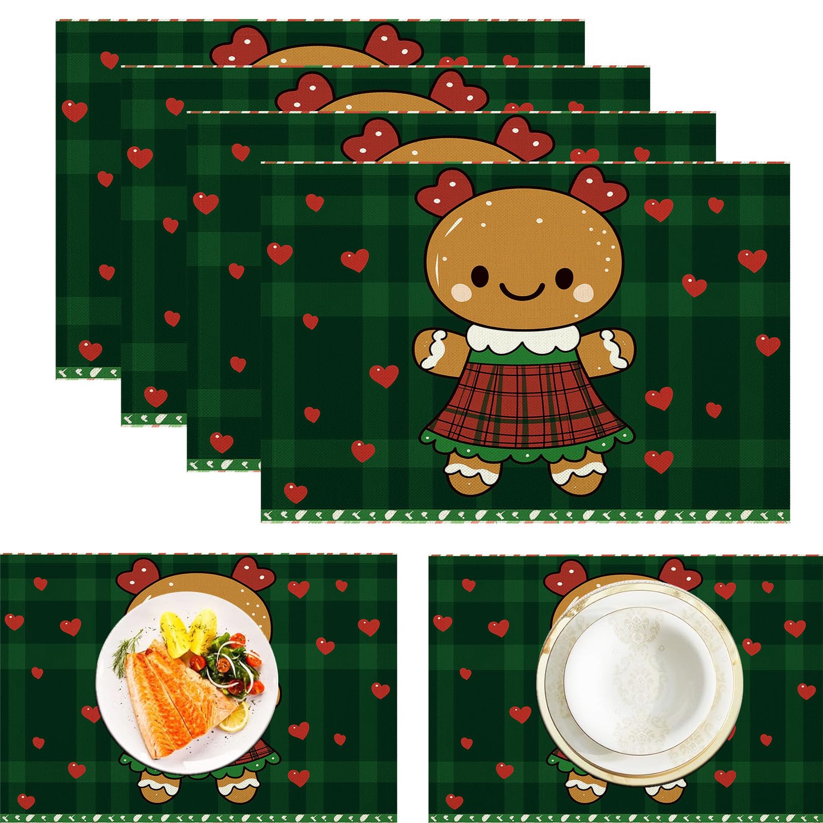 Tables lavables : set de table anti-tache en coton 45x30 cm à carreaux