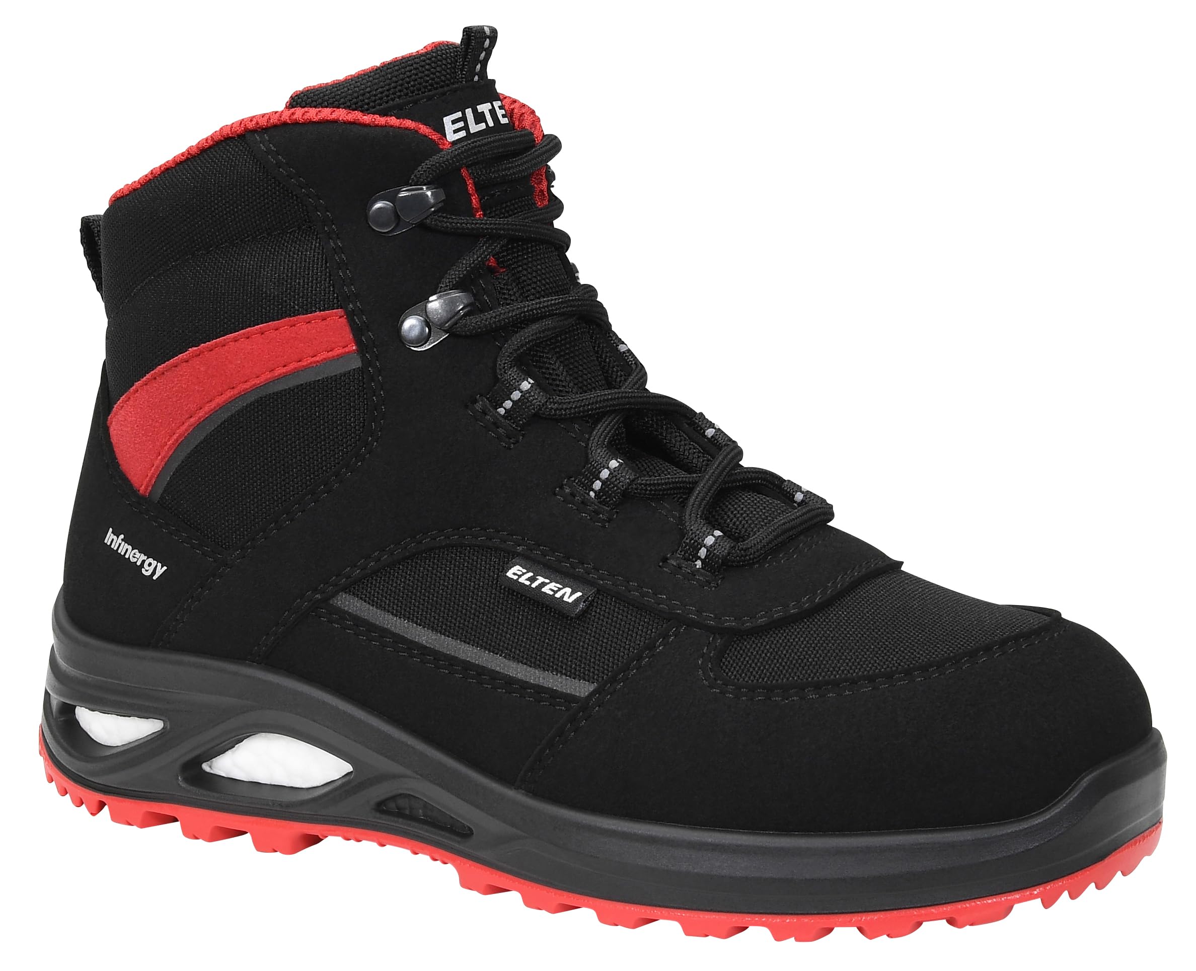 ELTEN Sicherheitsschuhe Hannah XXTL Black-red Mid ESD S3S, Damen, Textil, Stahlkappe, leicht, sportlich