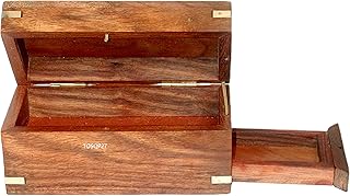 TOSQP27 Wooden Brainteaser Puzzle Box Case Holder with Hidden Compartments Unique Gift Enigma Box for Money Secret