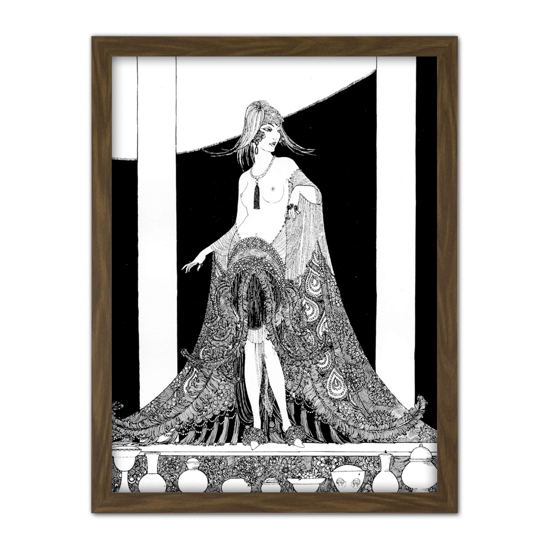 Wee Blue Coo Art Deco Woman Portrait Artwork Framed Wall Art Print 18X24 Inch