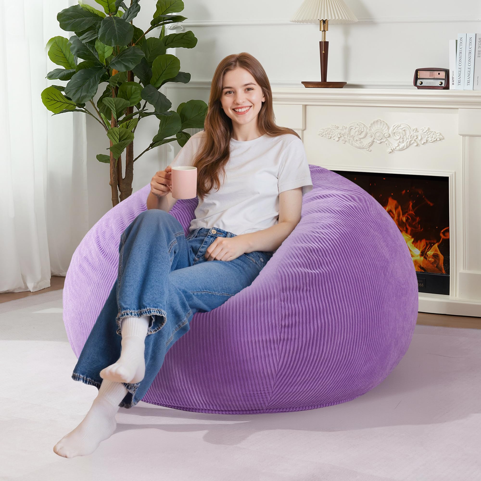 Homguava 3FT teardrop bean bag chair in purple