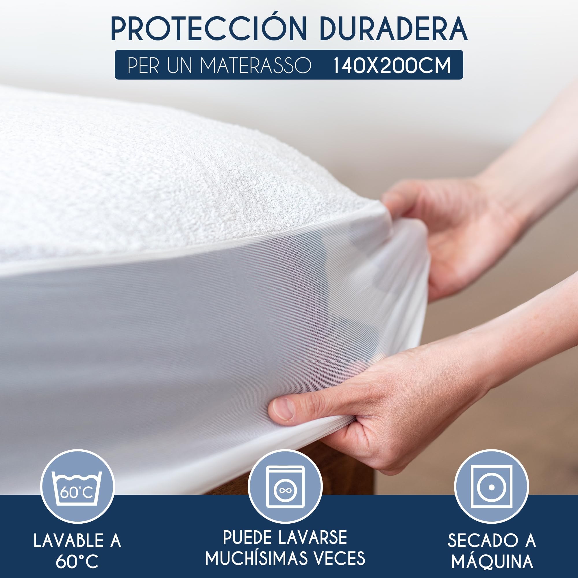 Dreamzie - Coprimaterasso Francese Impermeabile - 140x200 cm - Set da 2
