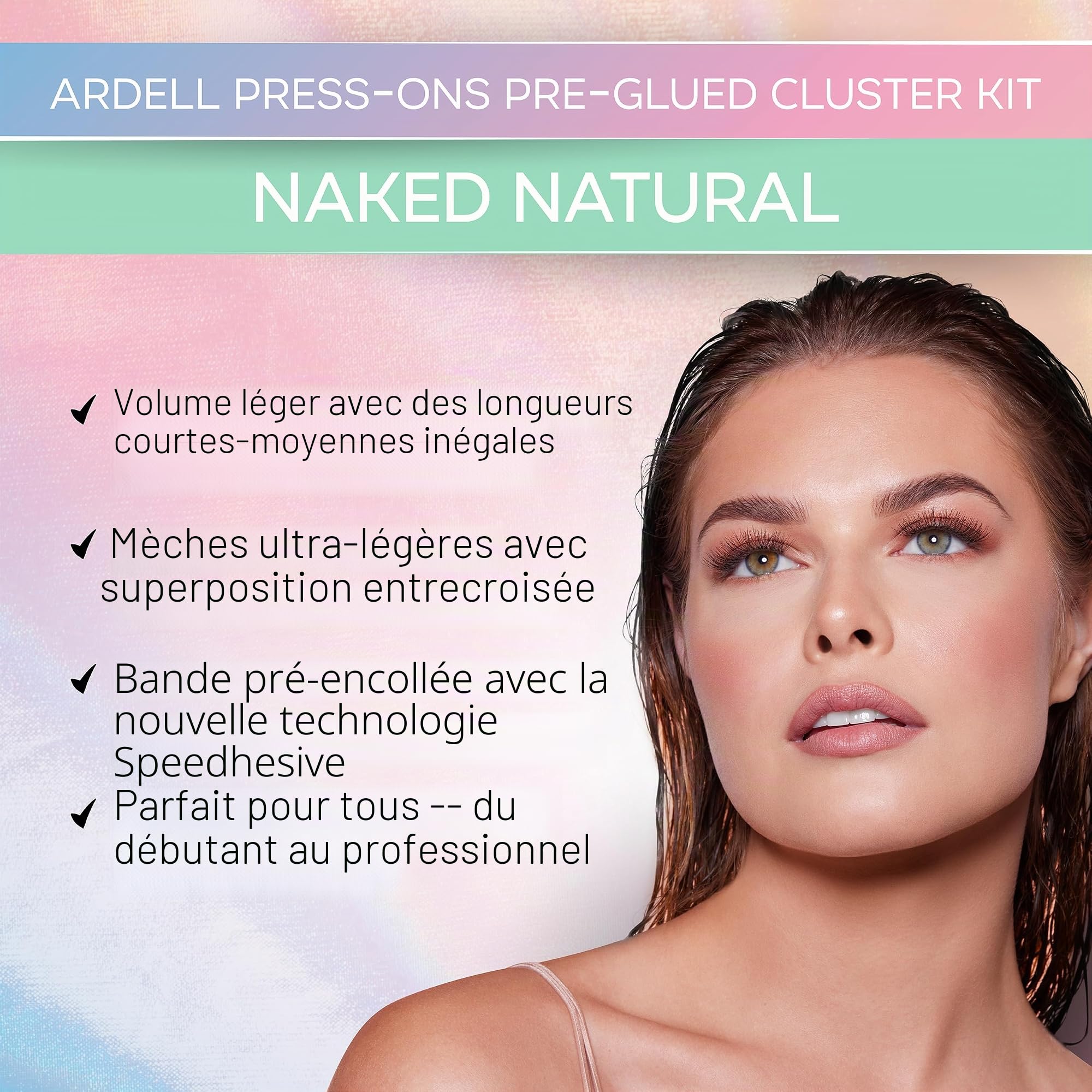 ARDELL Naked Press On Natural - Lot de 30 cils autocollants - Jusqu'à 4 utilisations - Cils naturels avec une tenue de 24 heures - Extensions de cils DIY