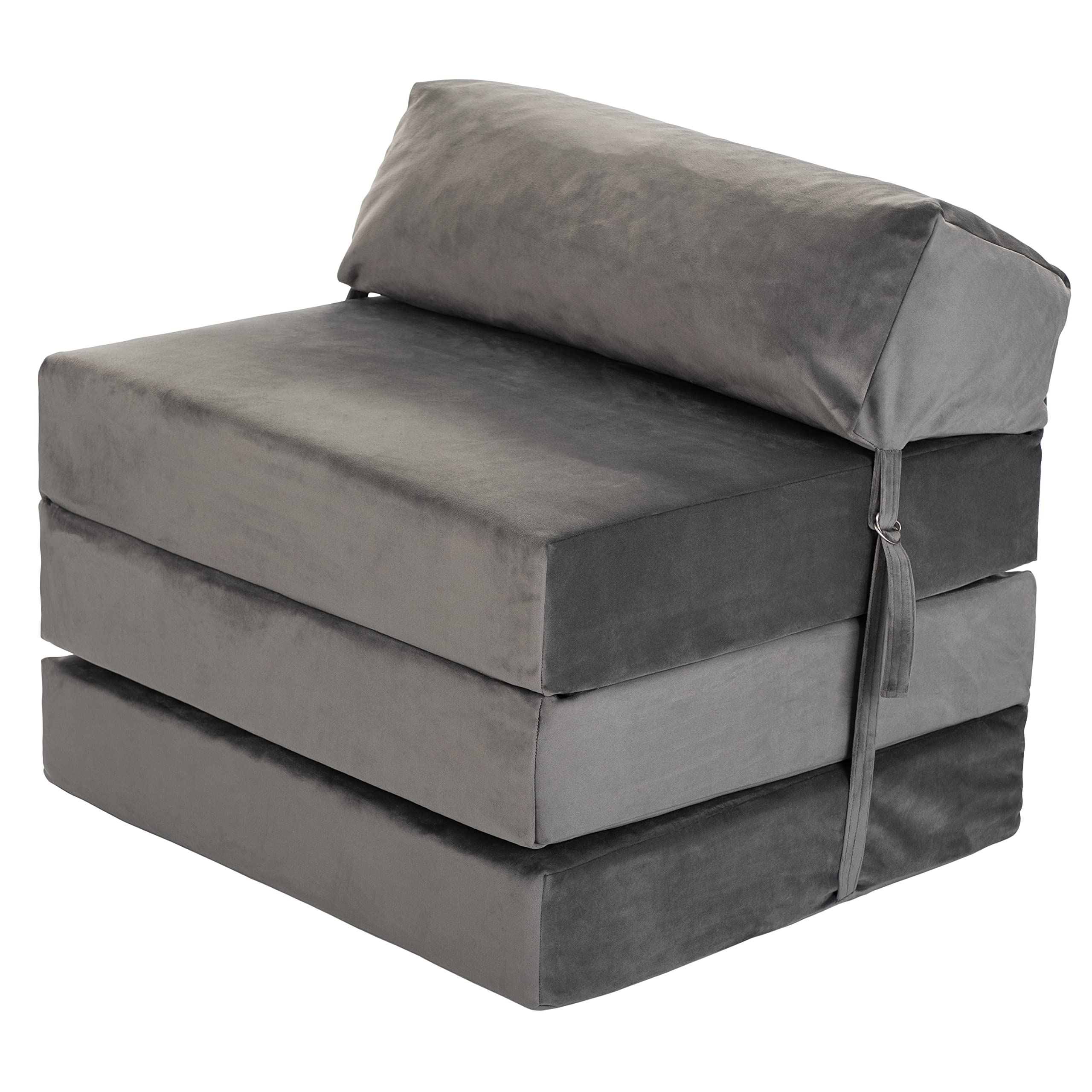 Loft 25 Jumbo Cord Singolo Letto a Z Pieghevole Materasso | Sleepover Ospiti Soggiorno e Camera da letto | Comodo Divano Sedia | Ergonomico Design Futon con Poggiatesta (Velluto, Ardesia)