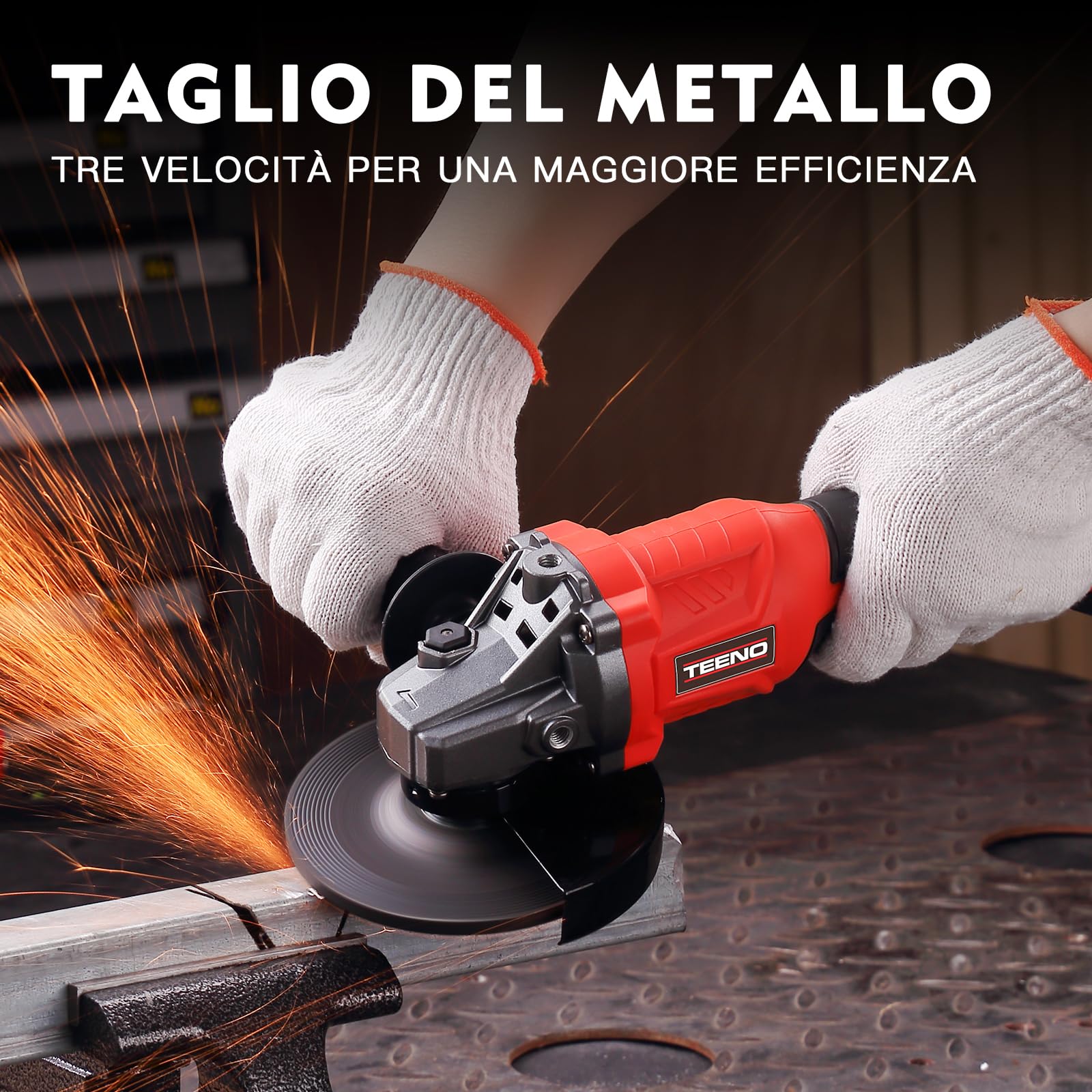 TEENO Kit di utensili 3 pezzi (smerigliatrice angolare senza spazzole + chiave inglese senza spazzole + trapano a percussione) Batteria da 20 Volt 3Ah*2, adatta per auto e casa