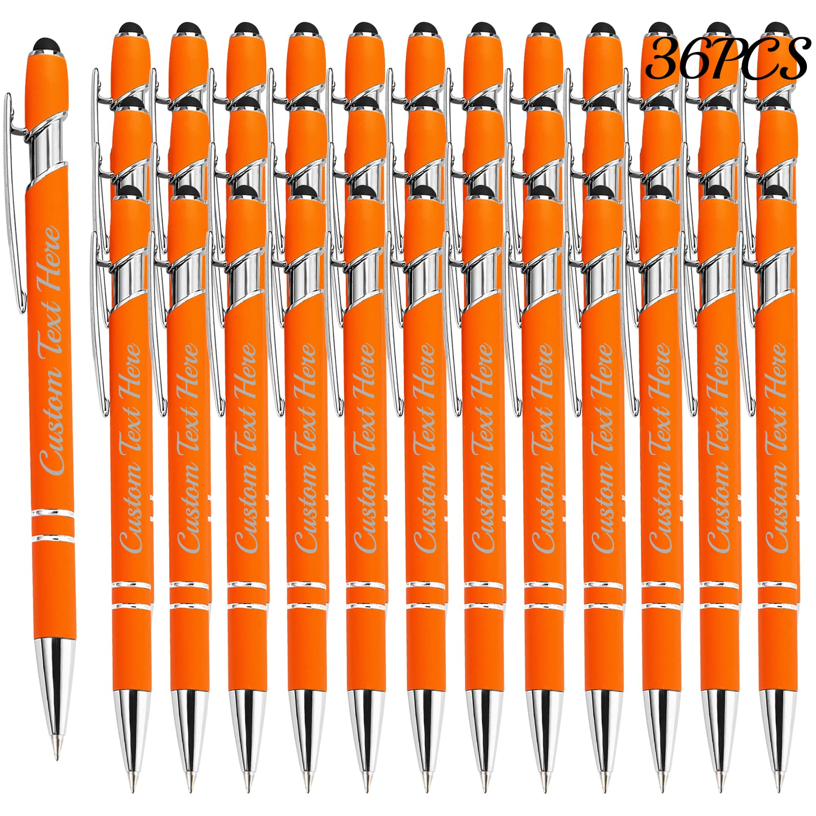Aolun Personalised Pen,Custom Engraved Ballpoint Pen with Stylus,12 Pcs,Soft Touch Metal,Enter Name,Logo or Message, Great for Birthdays, Anniversaries, Graduations(Medium Point,Black Ink)