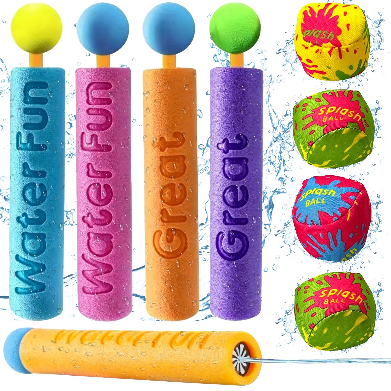 HATFRYF Water Pistol, 4 PCS Water Guns Water Blaster Range, Swimming Pool Toys, for Summer Pool Garden Outdoor Water Party Favors
