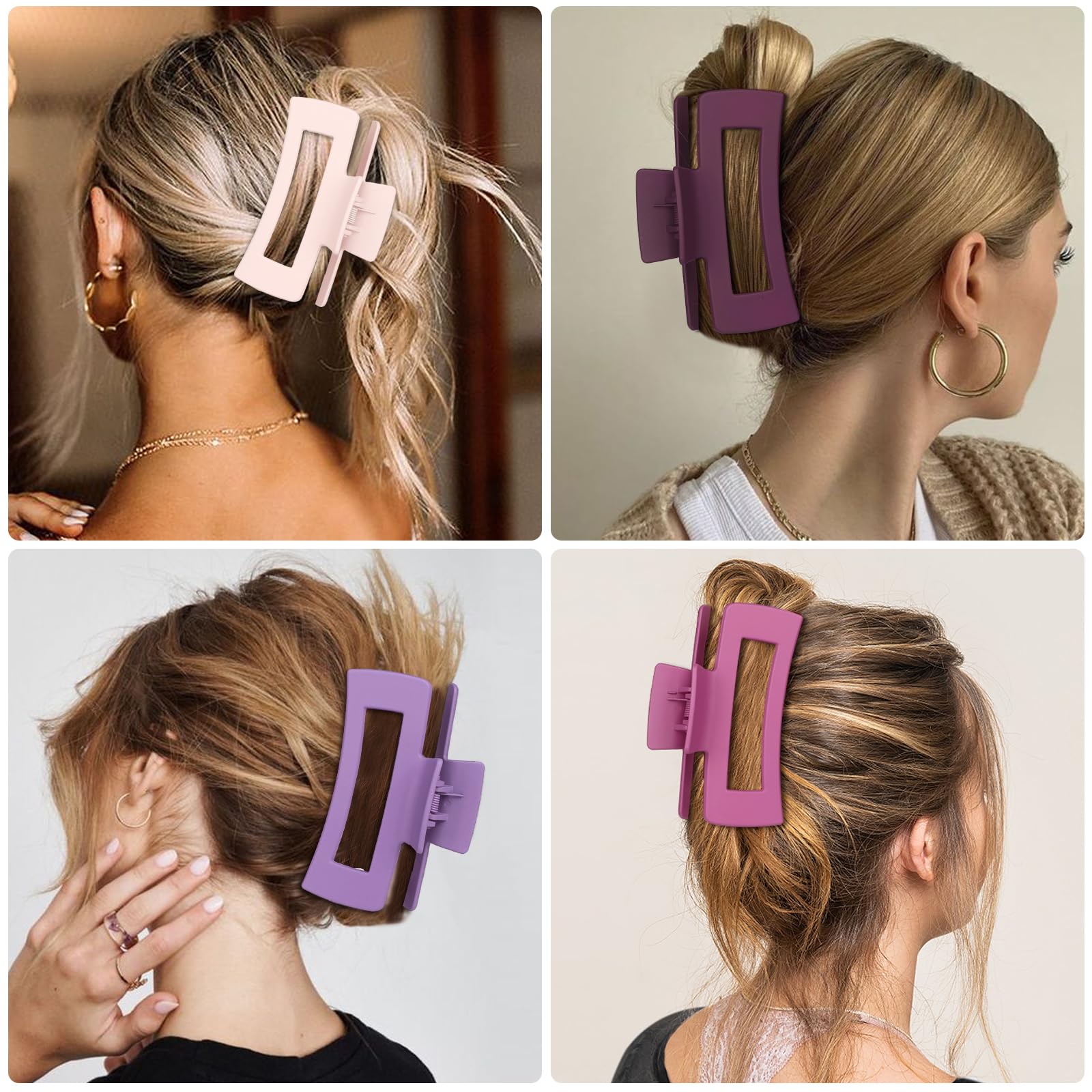 CHANDAT Große Haarspangen, 10,4 cm, bunt, 8 Stück – Haarspangen für dickes und dünnes Haar, quadratische Haarklammern, Großpackung Haarschmuck für Damen und Mädchen (Lavendel)